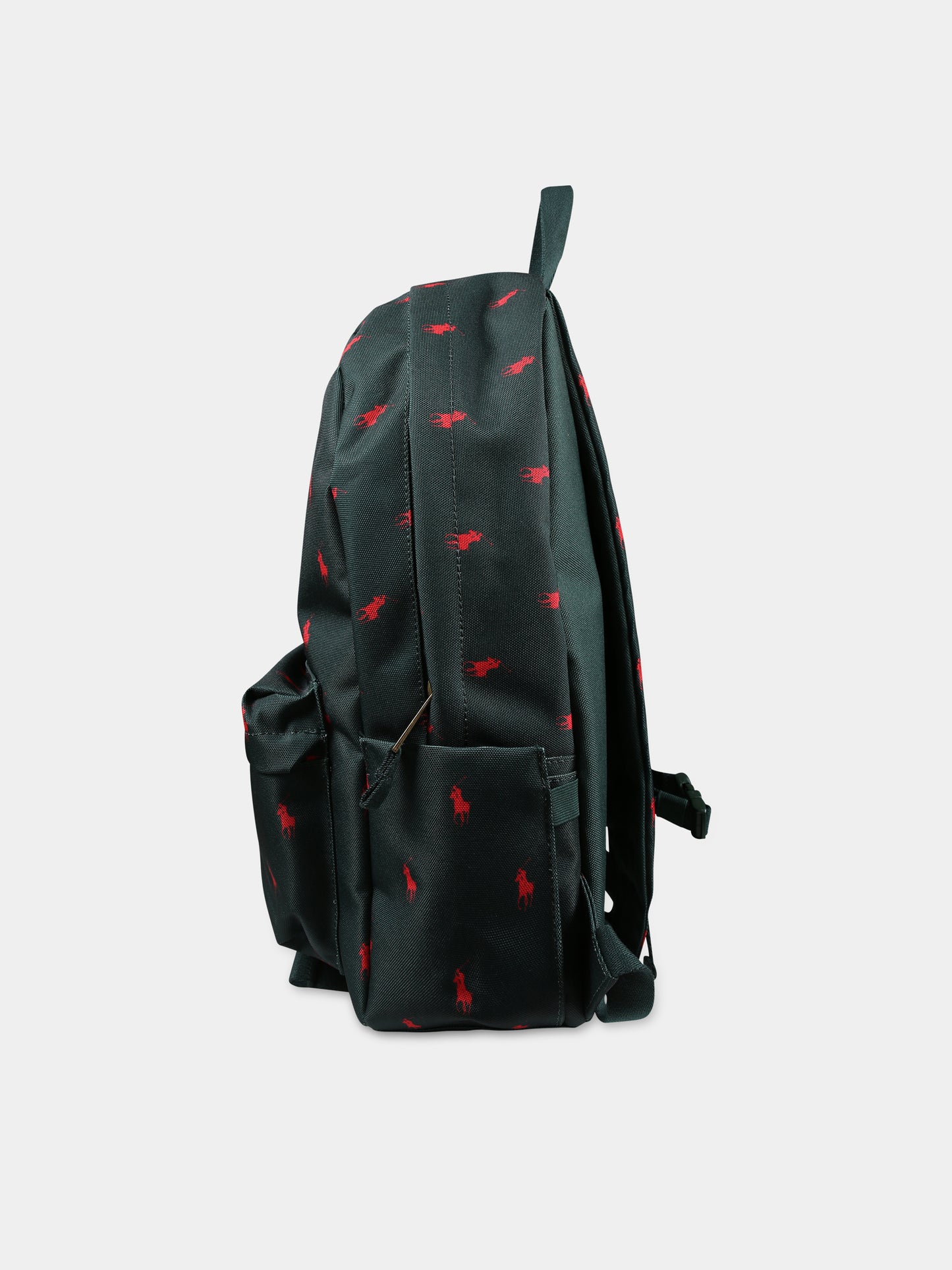 Zaino verde per bambini con logo all-over,Ralph Lauren Kids,9AR048 ECF