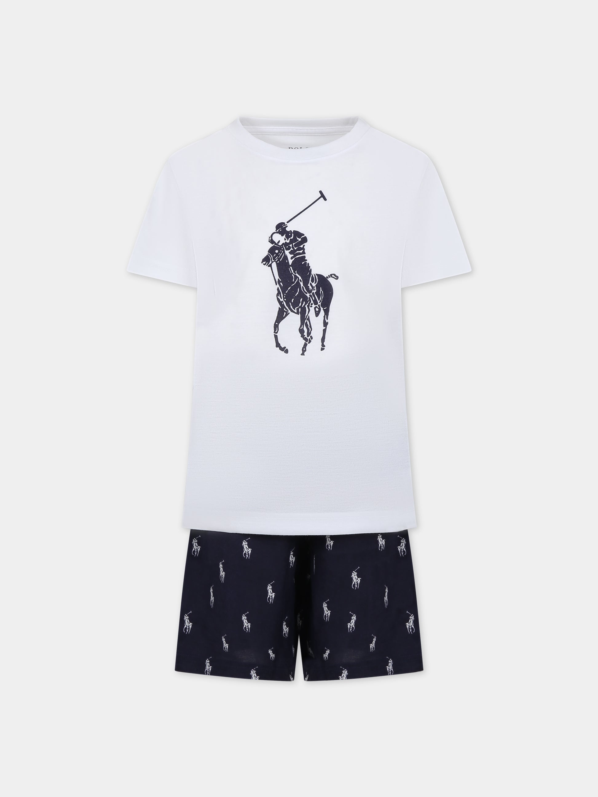 Pigiama bianco per bambino con logo,Ralph Lauren Kids,9P0109 BCV