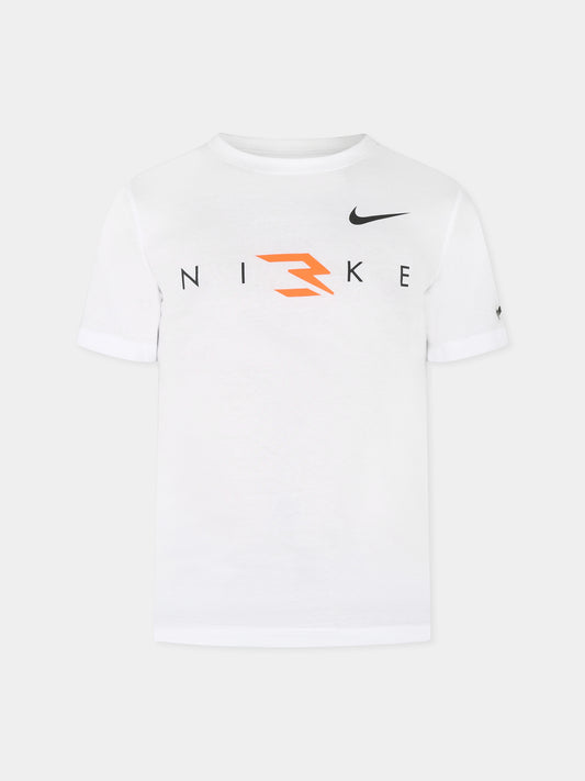 T-shirt blanc pour garçon avec logo