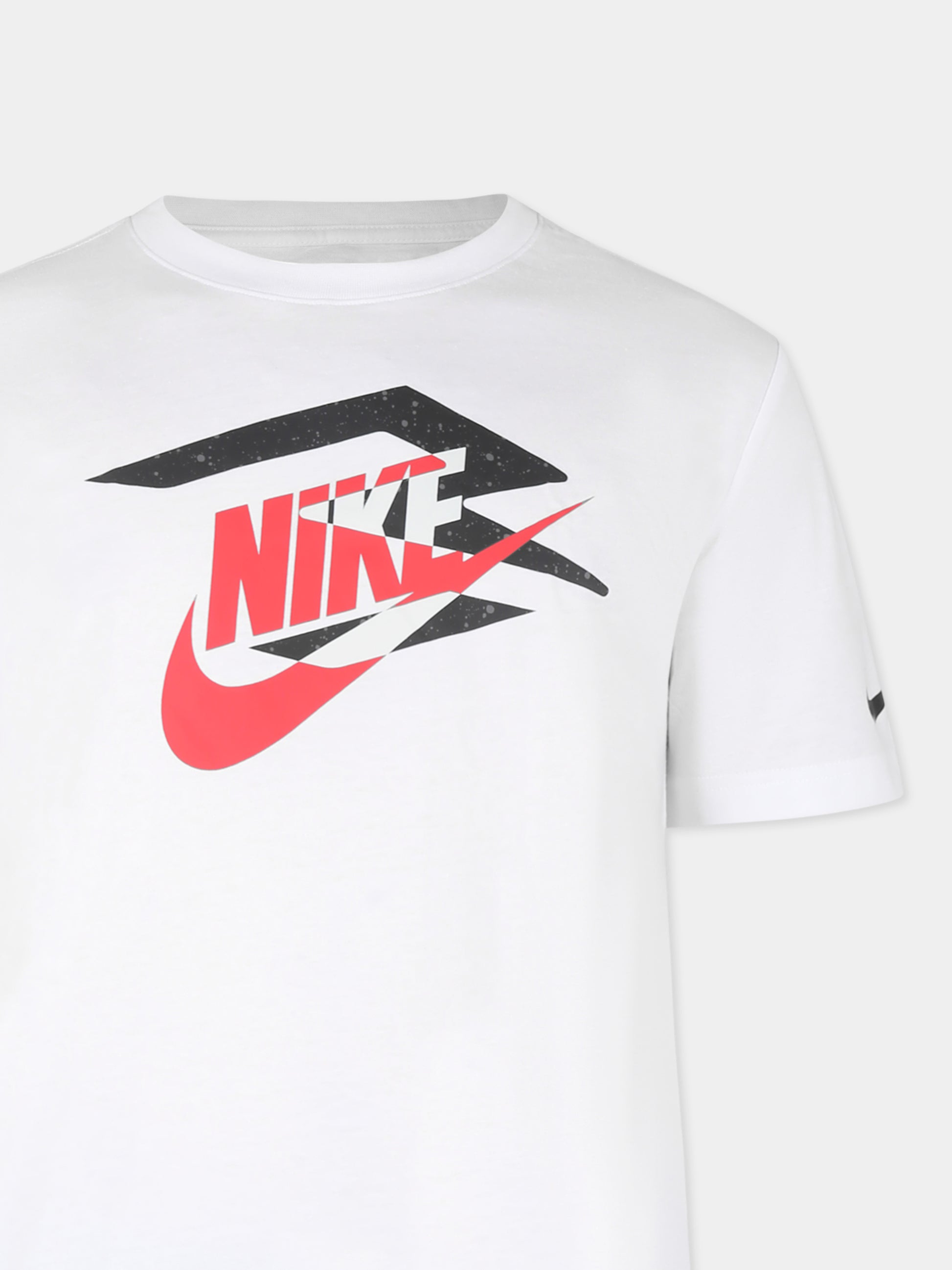 T-shirt bianca per bambino con loghi,Nike,0714 001 WHITE