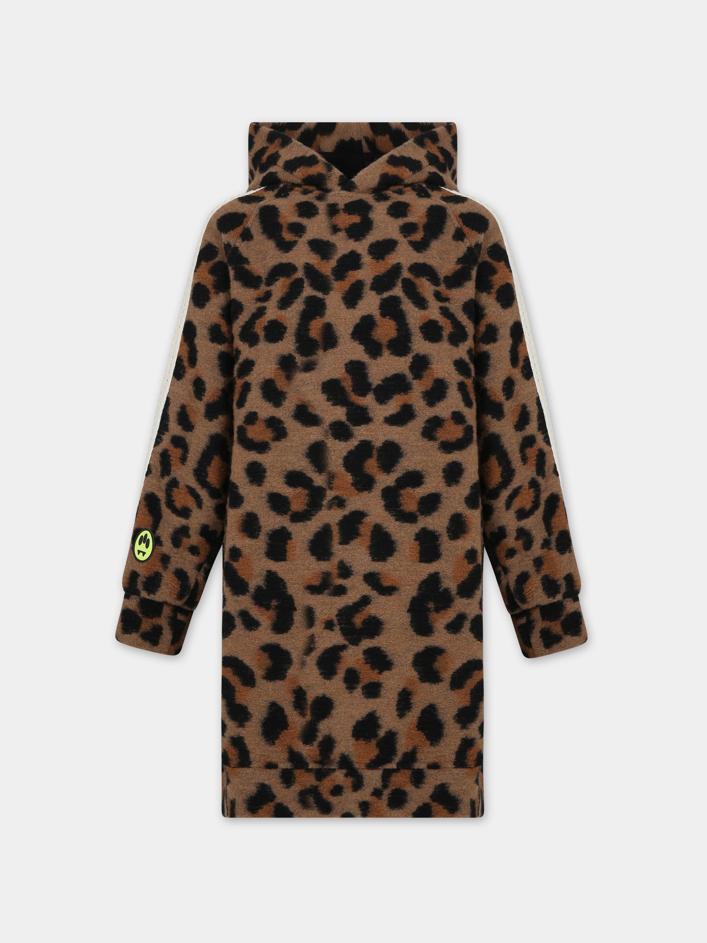 Vestito marrone per bambina con ricamo e smile,Barrow,F3BKJGDR050 924