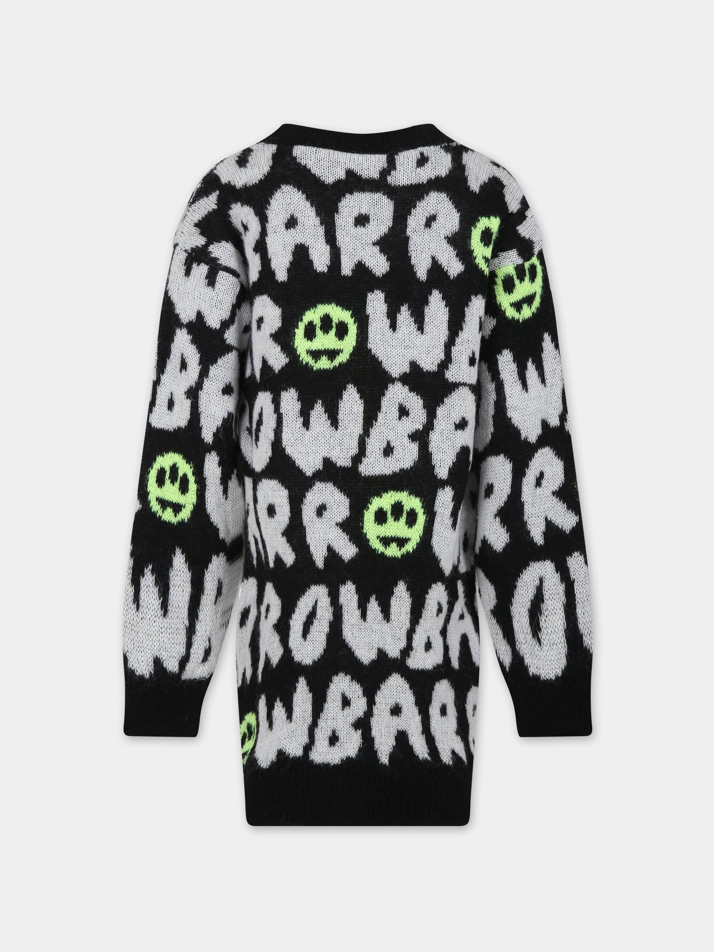 Vestito nero per bambina con logo e smile,Barrow,F3BKJGDR060 110