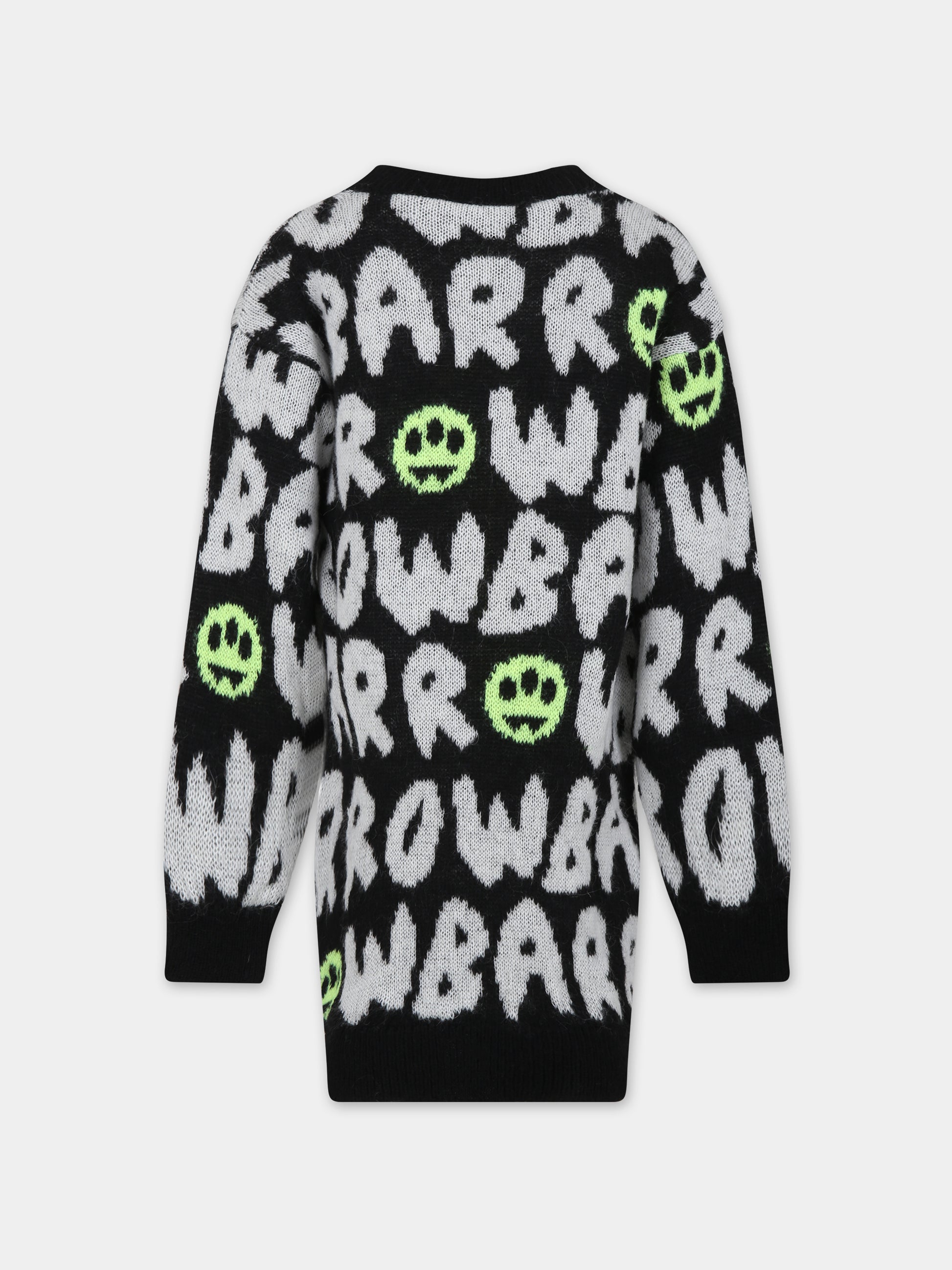 Vestito nero per bambina con logo e smile,Barrow,F3BKJGDR060 110