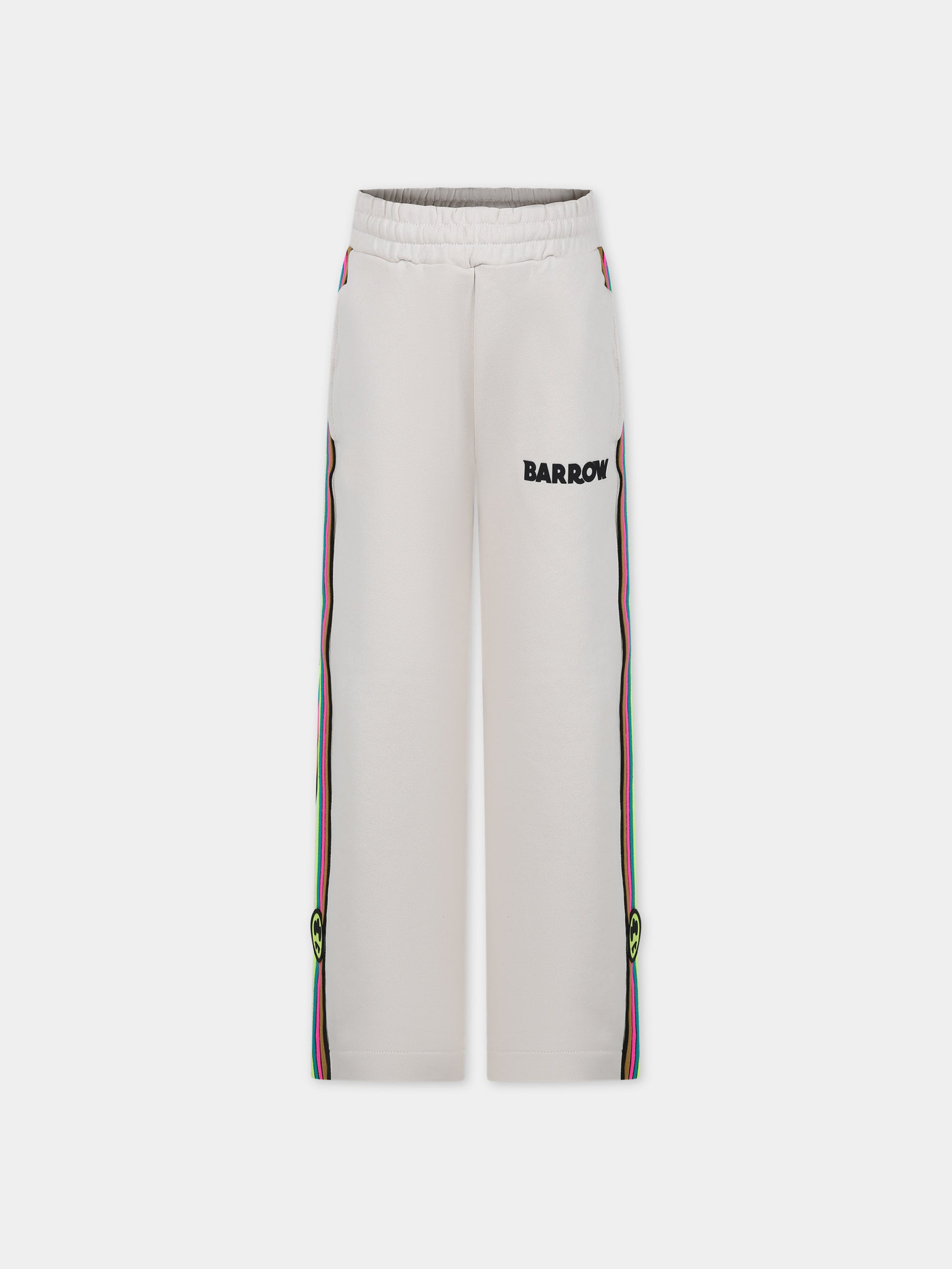 Pantaloni avorio per bambina con logo,Barrow,F3BKJGFP107 BW009