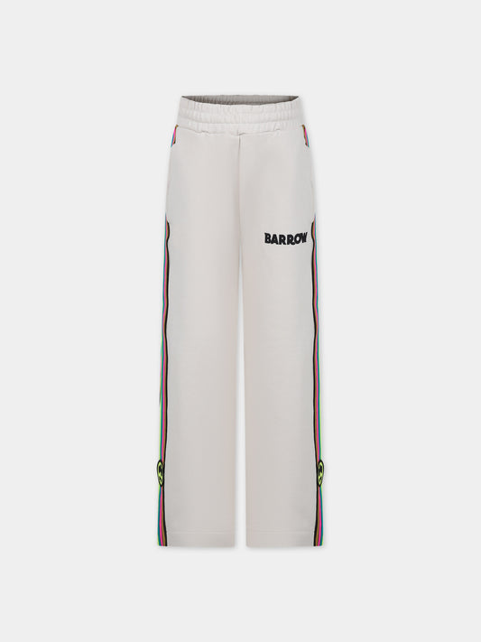 Pantaloni avorio per bambina con logo,Barrow,F3BKJGFP107 BW009