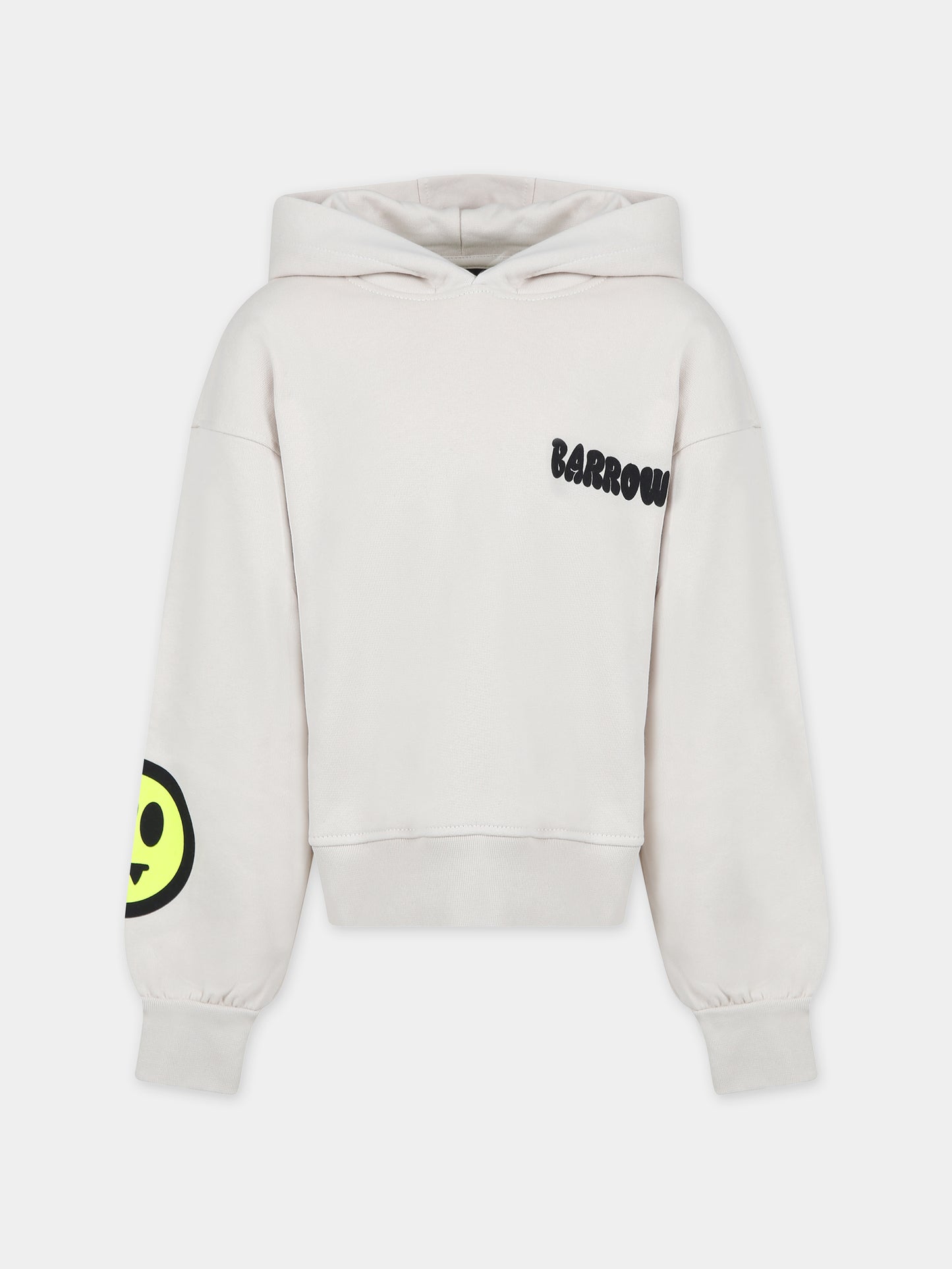 Felpa beige per bambina con logo e smile,Barrow,F3BKJGHS097 BW009
