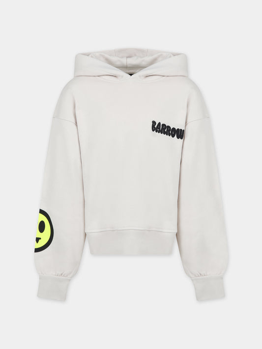 Felpa beige per bambina con logo e smile,Barrow,F3BKJGHS097 BW009