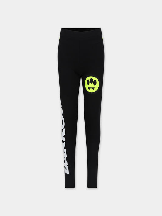 Leggins neri per bambina con logo,Barrow,F3BKJGLG096 110