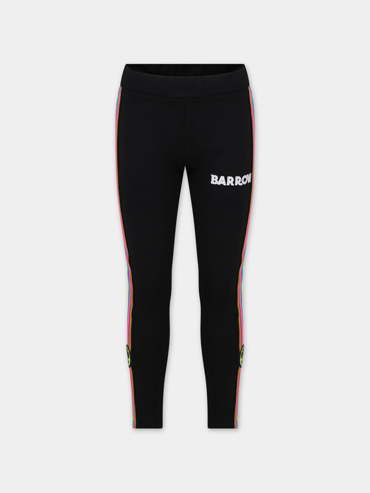 Leggins neri per bambina con logo,Barrow,F3BKJGLG102 110