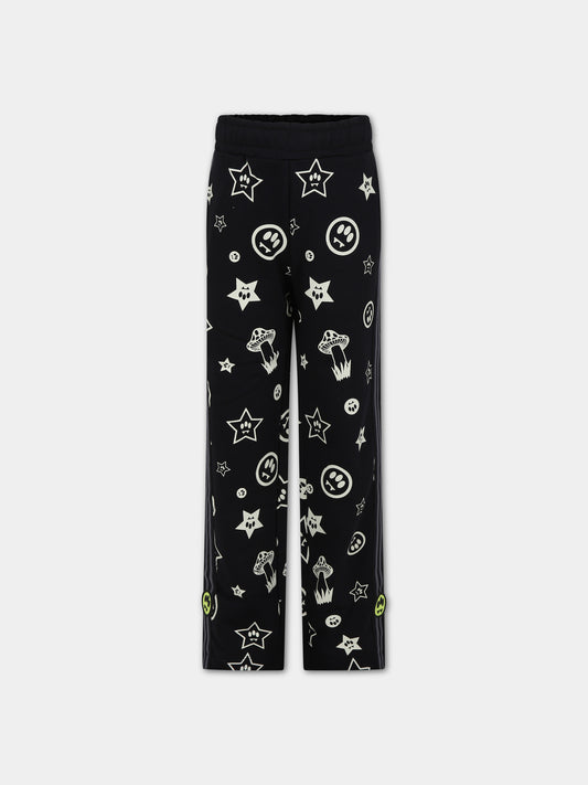 Pantaloni neri per bambini con stampe e smile,Barrow,F3BKJUFP068 110