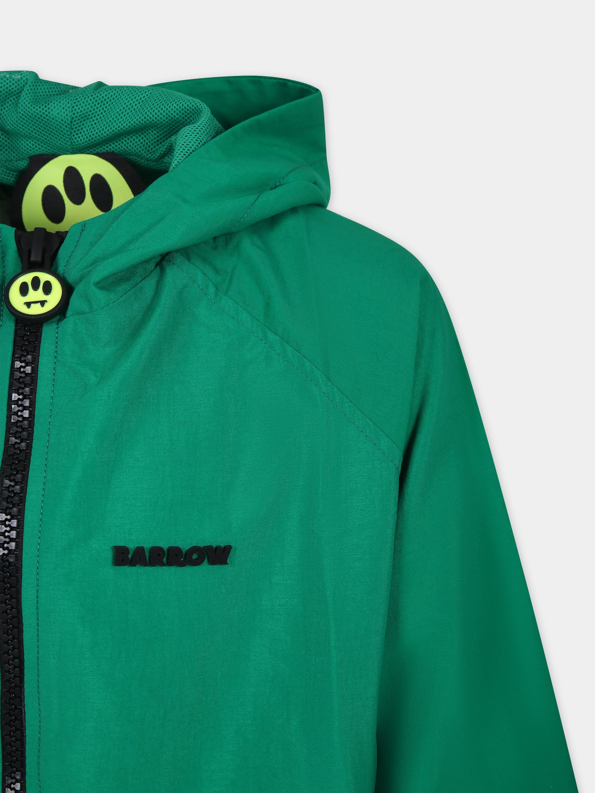 Giacca a vento verde per bambini con logo,Barrow,F3BKJUJK065 BW012