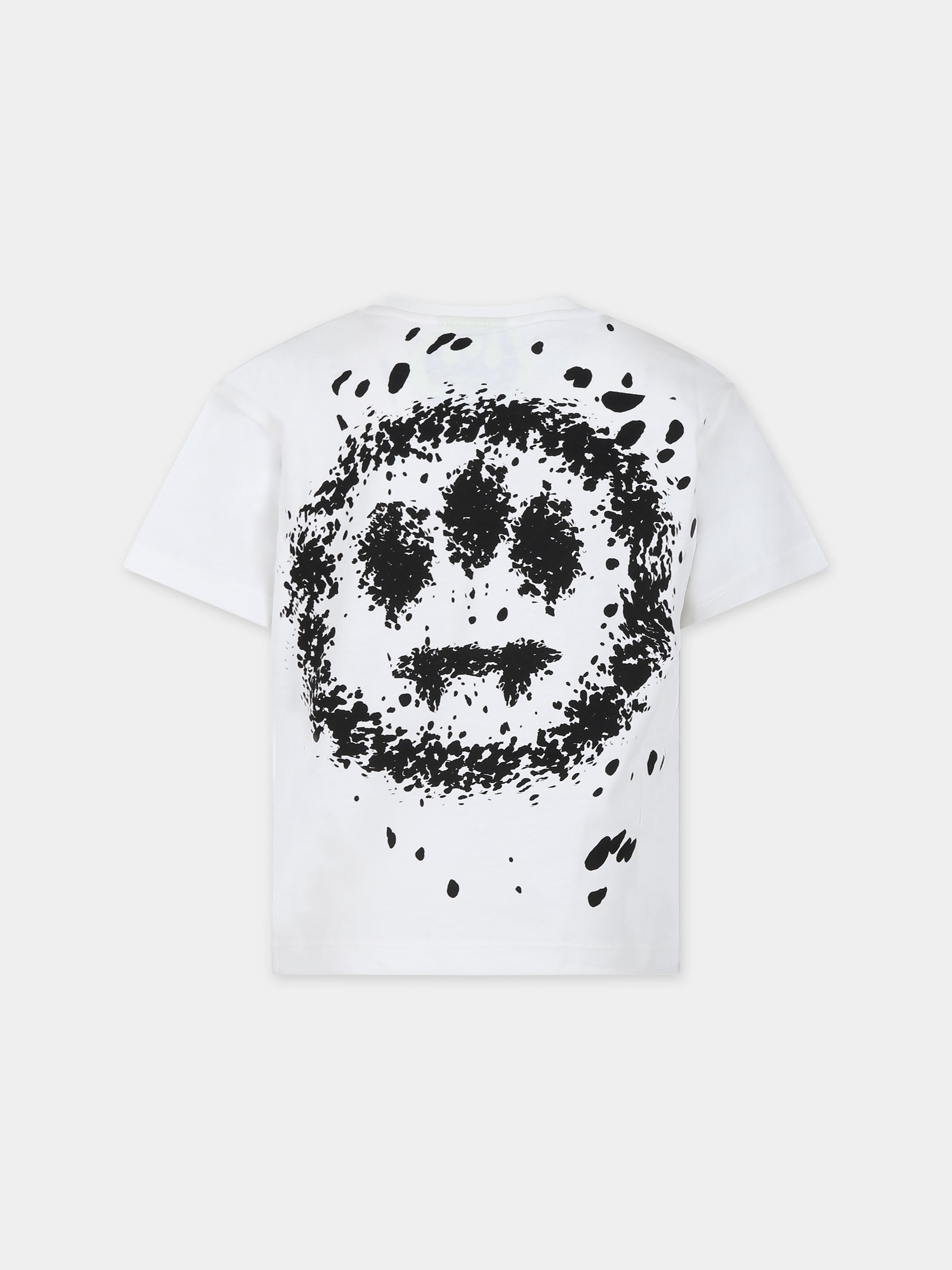 T-shirt bianca per bambini con logo e smile,Barrow,F3BKJUTH041 002