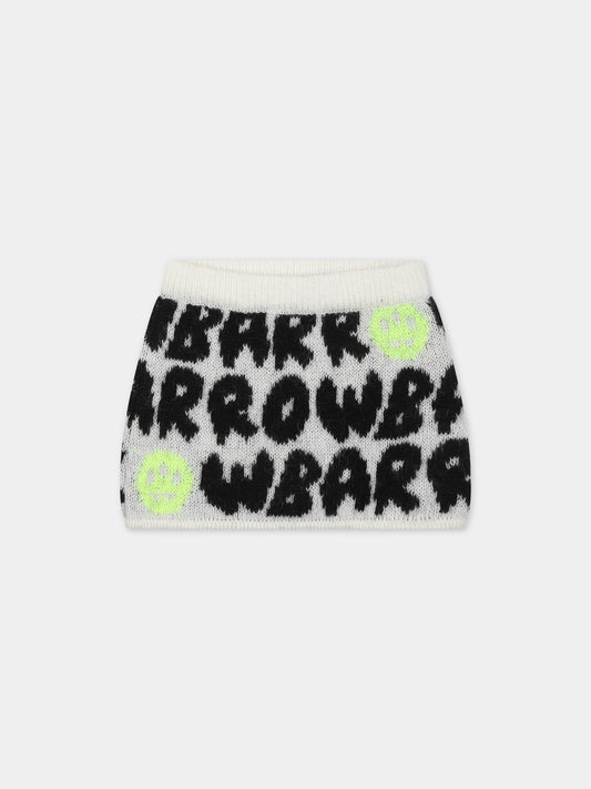 Gonna avorio per neonata con logo e smile,Barrow,F3BKNGSK126 BW009