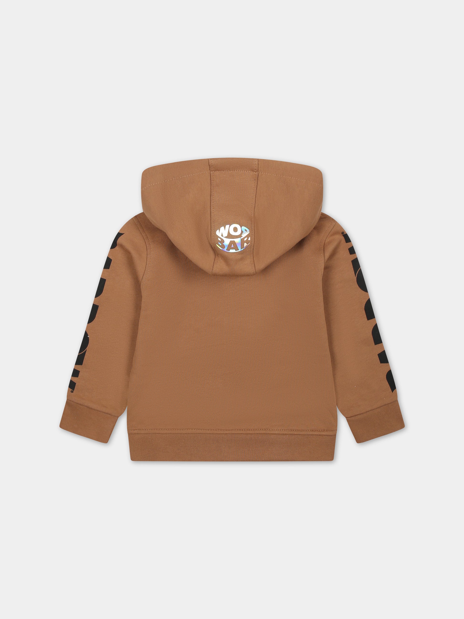 Felpa marrone per neonati con logo,Barrow,F3BKUNHS127 924