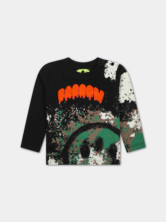 T-shirt nera per neonato con logo,Barrow,F3BKUNTH133 110