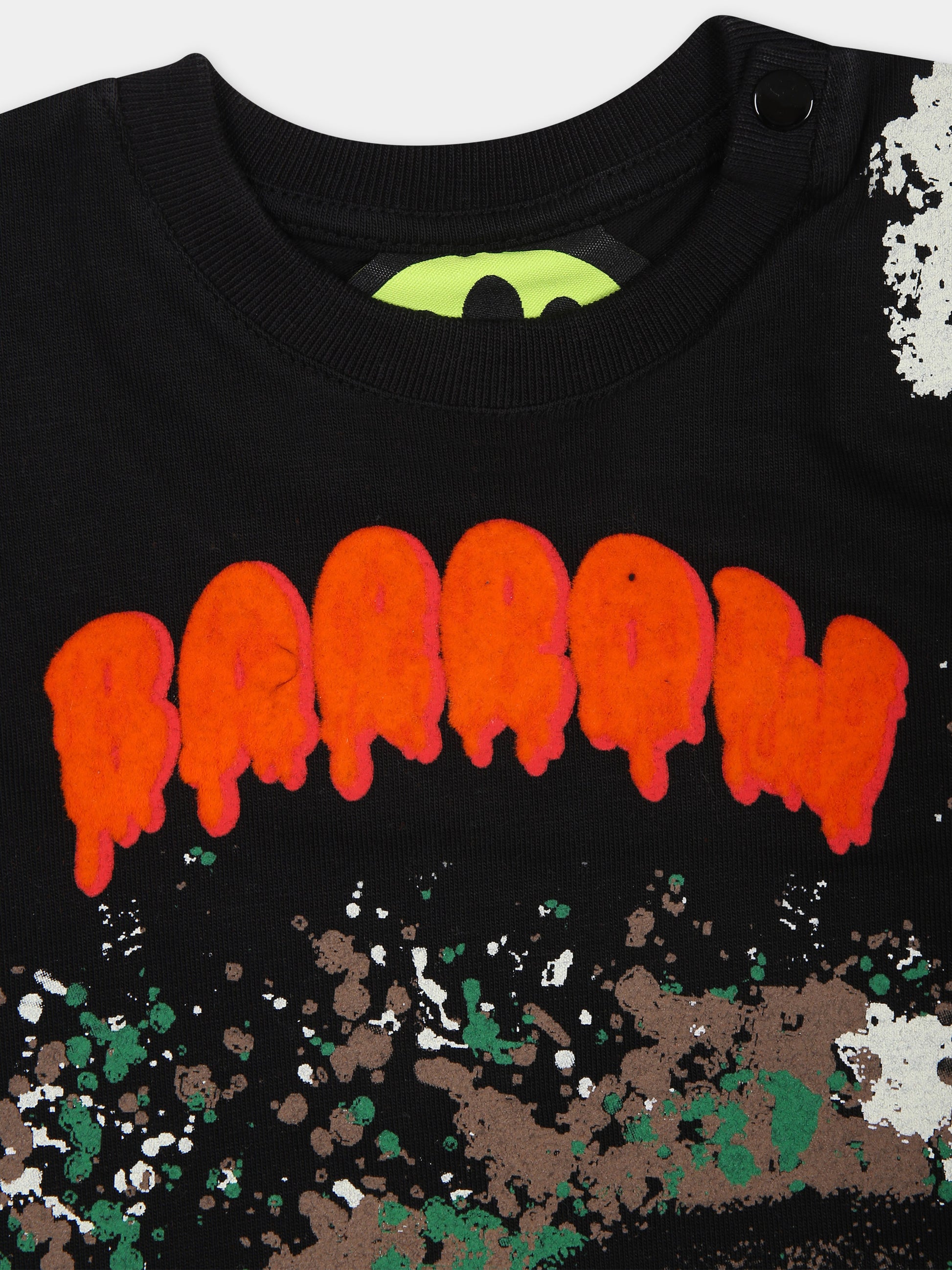 T-shirt nera per neonato con logo,Barrow,F3BKUNTH133 110