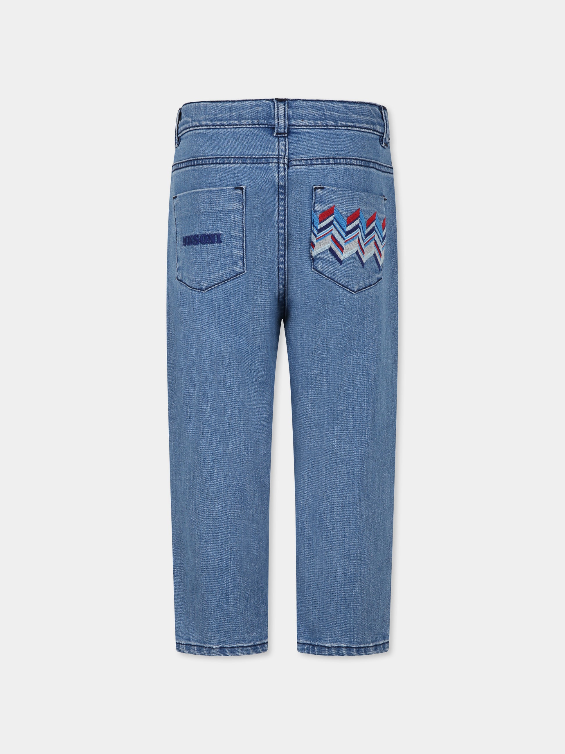 Jeans blu per bambino con motivo chevron,Missoni,MV6P90 D0004 600