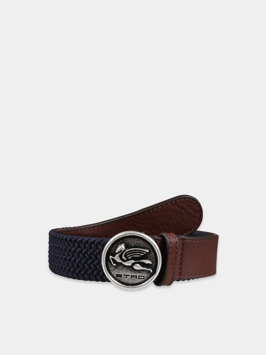 Ceinture bleue pour garçon avec Pegaso et logo