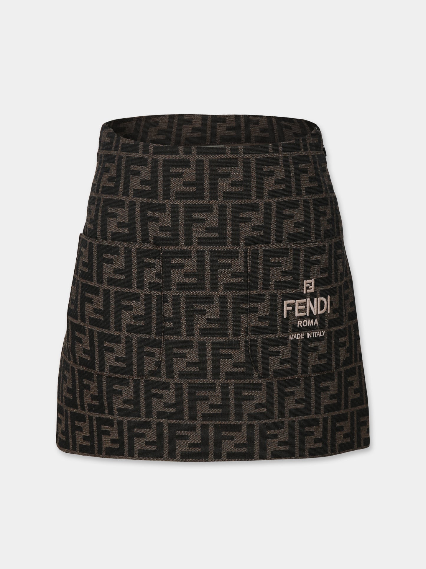 Gonna marrone per bambina con motivo FF,Fendi Kids,JFE151 AQTK F15B6