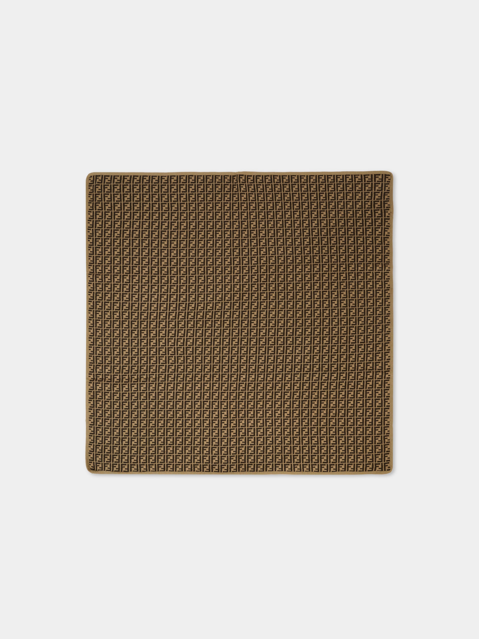 Coperta marrone per neonati con FF,Fendi Kids,BUJ166 A3TE F0LMJ
