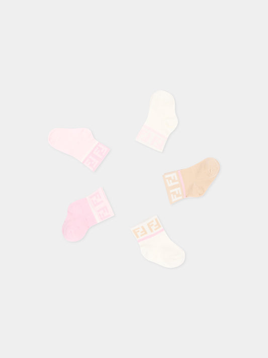 Ensemble chaussettes pour bébé fille avec double F