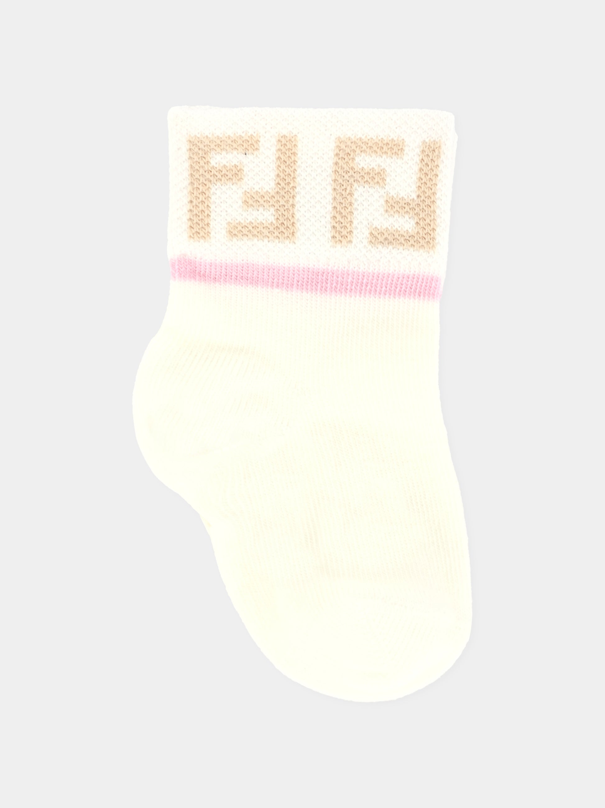 Set calzini multicolor per neonata con doppia F,Fendi Kids,BFN038 ASQV F1PMK