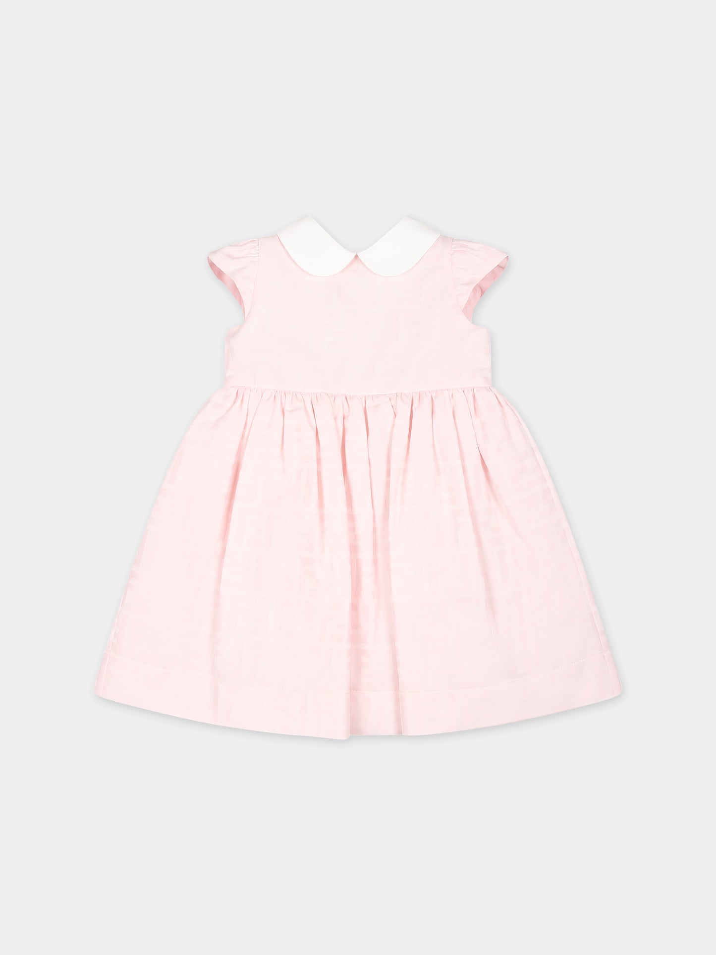 Vestito rosa per neonata con doppia F,Fendi Kids,BFB515 ARSY F0C11