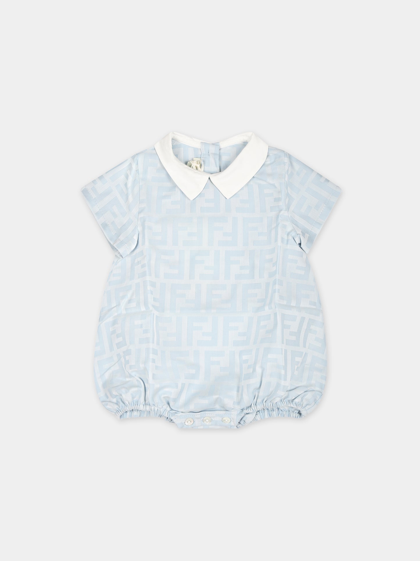 Set pagliaccetto celeste per neonato con doppia F,Fendi Kids,BUL074 ARSY F19J4