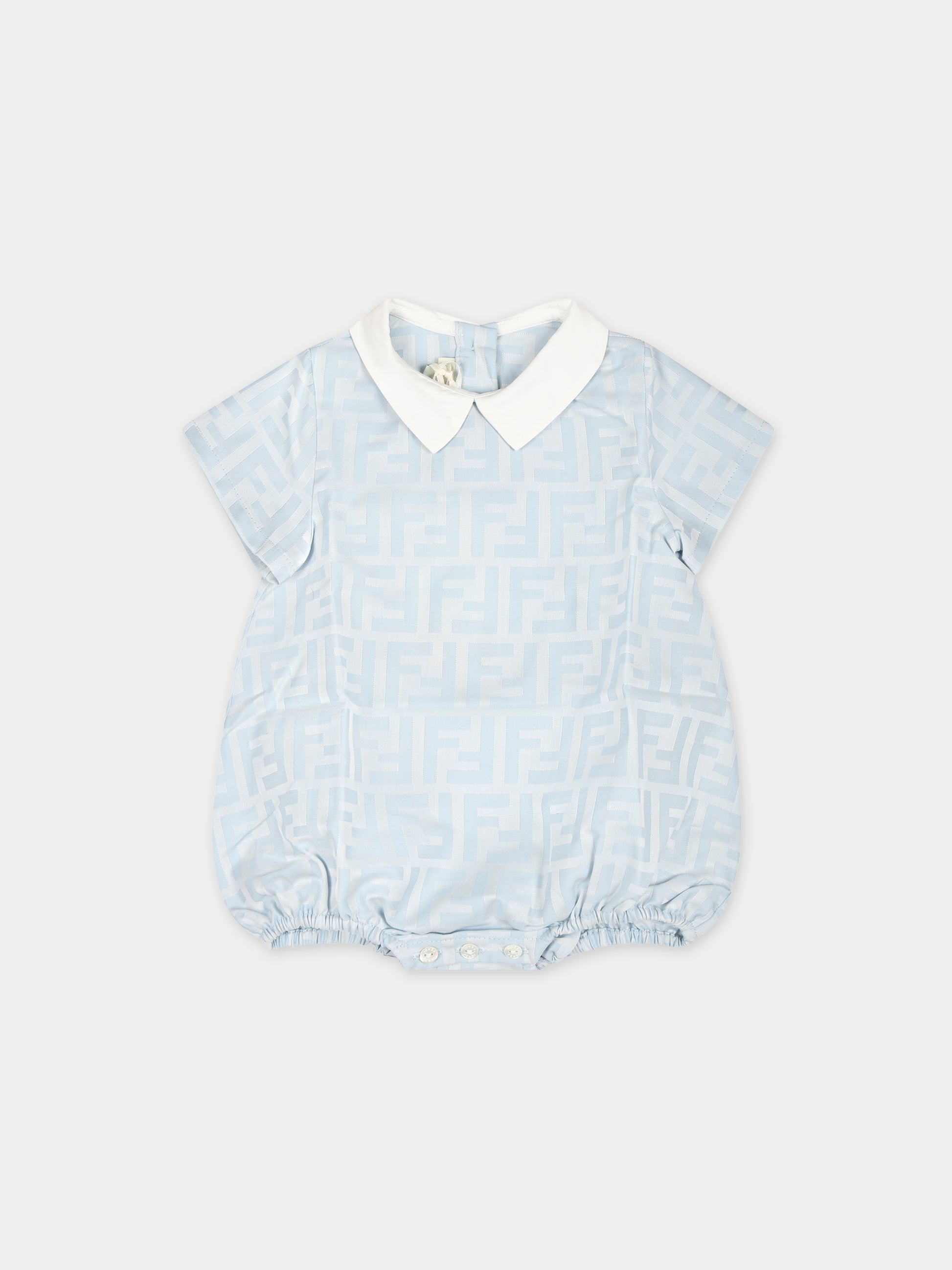 Set pagliaccetto celeste per neonato con doppia F,Fendi Kids,BUL074 ARSY F19J4