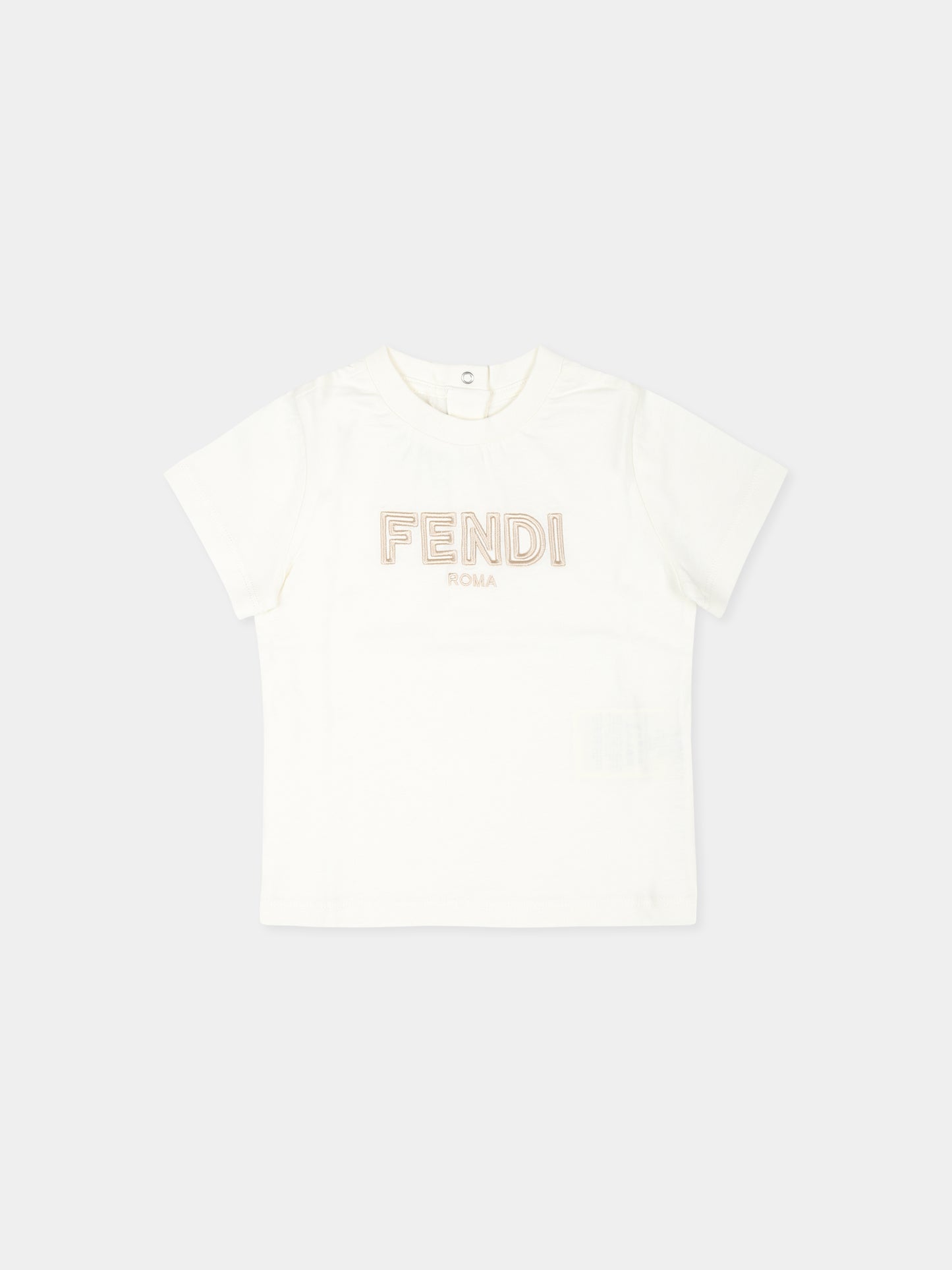 T-shirt bianca per neonati con logo Fendi,Fendi Kids,BUI081 7AJ F1PCP