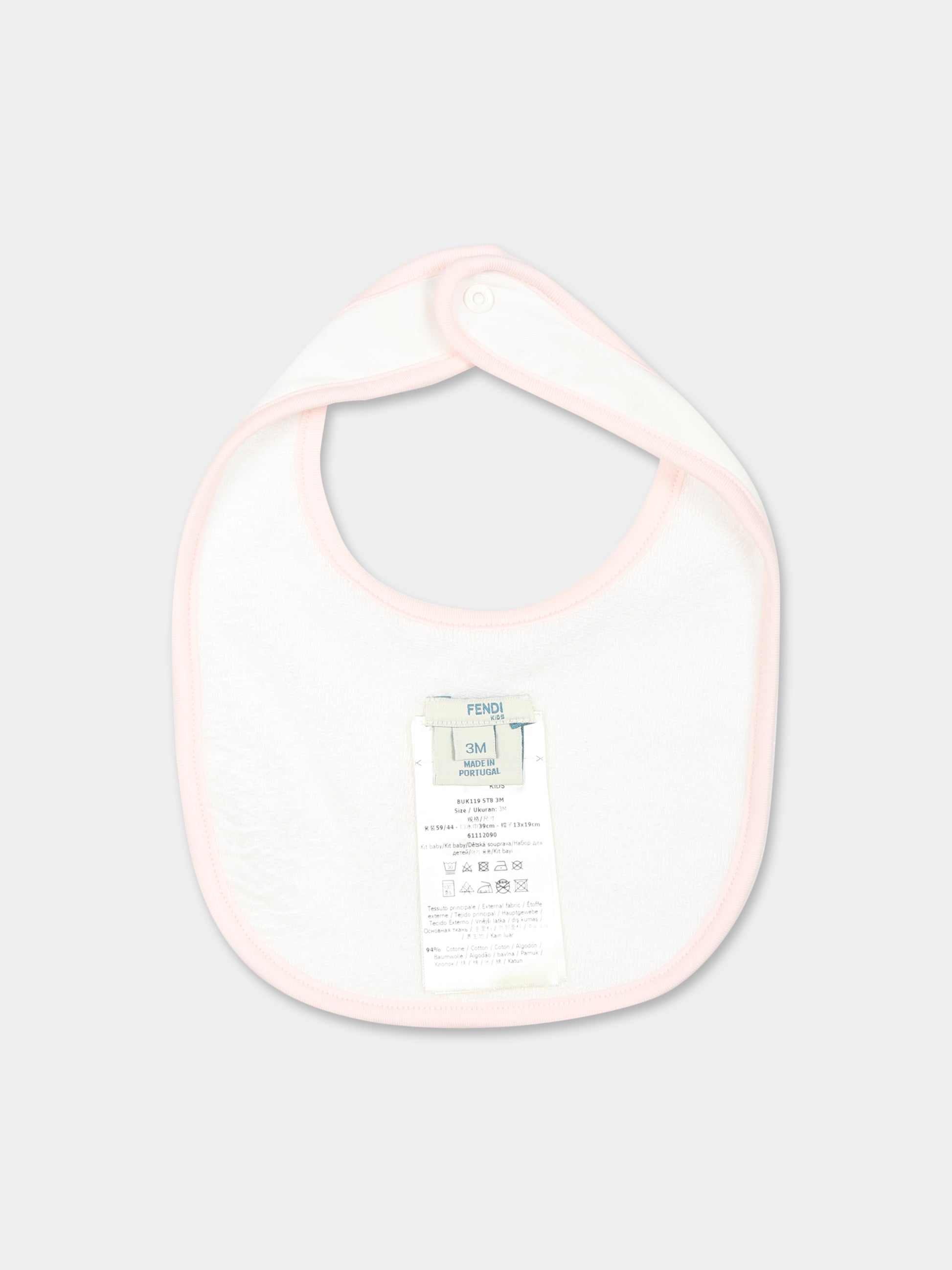 Set tutina rosa per neonata con orsetto e logo Fendi,Fendi Kids,BUK119 ST8 F0C11