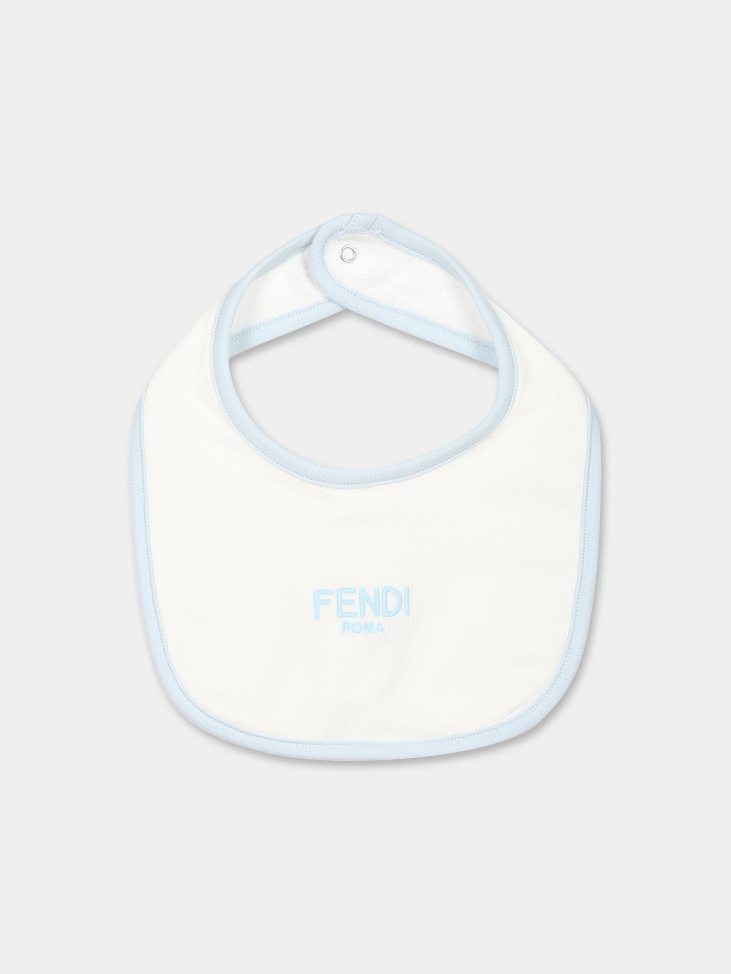 Set tutina celeste per neonato con orsetto e logo Fendi,Fendi Kids,BUK119 ST8 F19J4