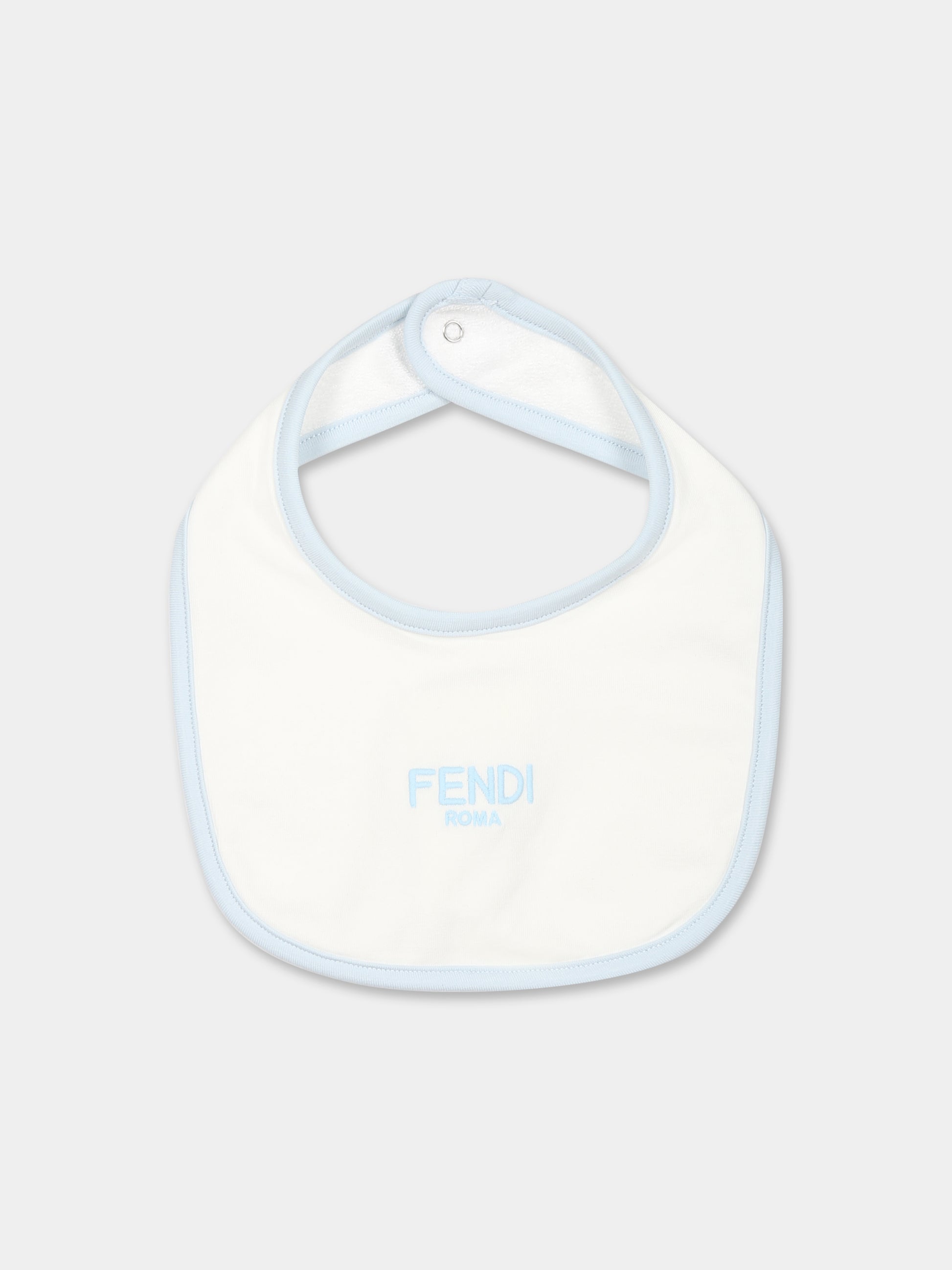 Set tutina celeste per neonato con orsetto e logo Fendi,Fendi Kids,BUK119 ST8 F19J4