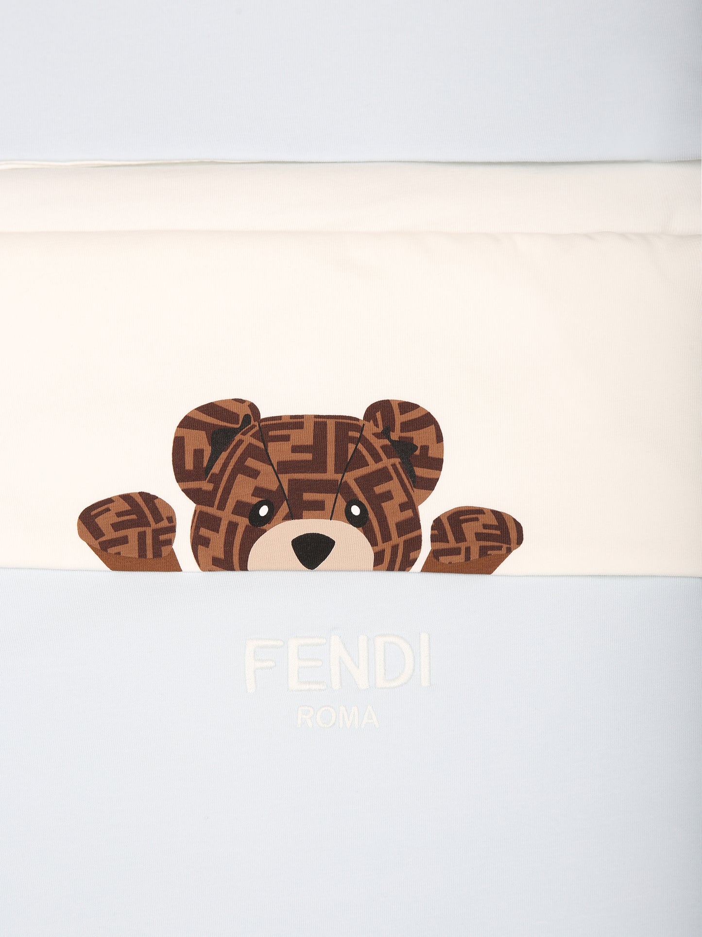 Coperta celeste per neonato con orsetto e logo Fendi,Fendi Kids,BUJ281 ST8 F19J4