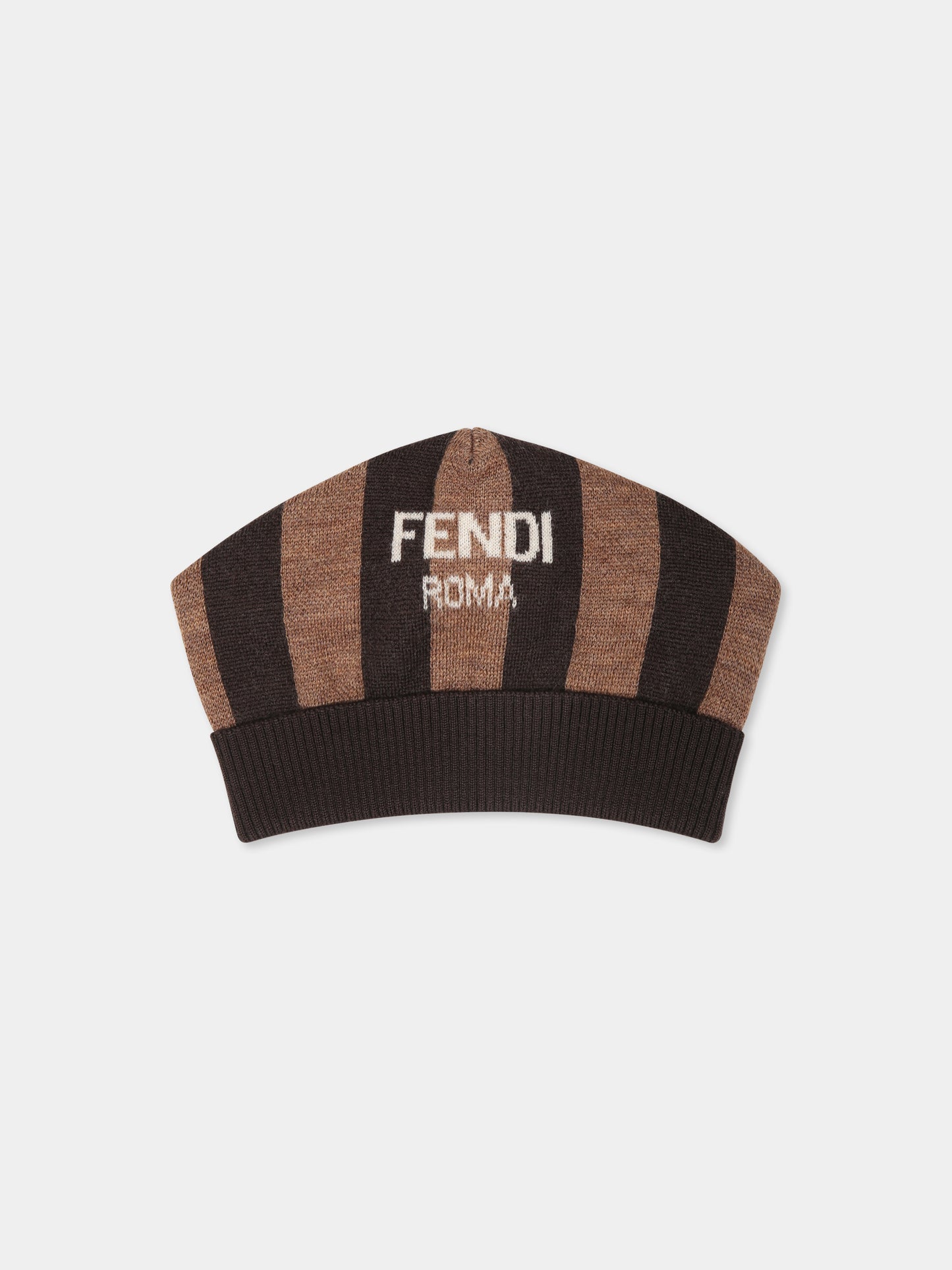 Cappello marrone per neonato con logo,Fendi Kids,BUP072 ASQZ F0VAT