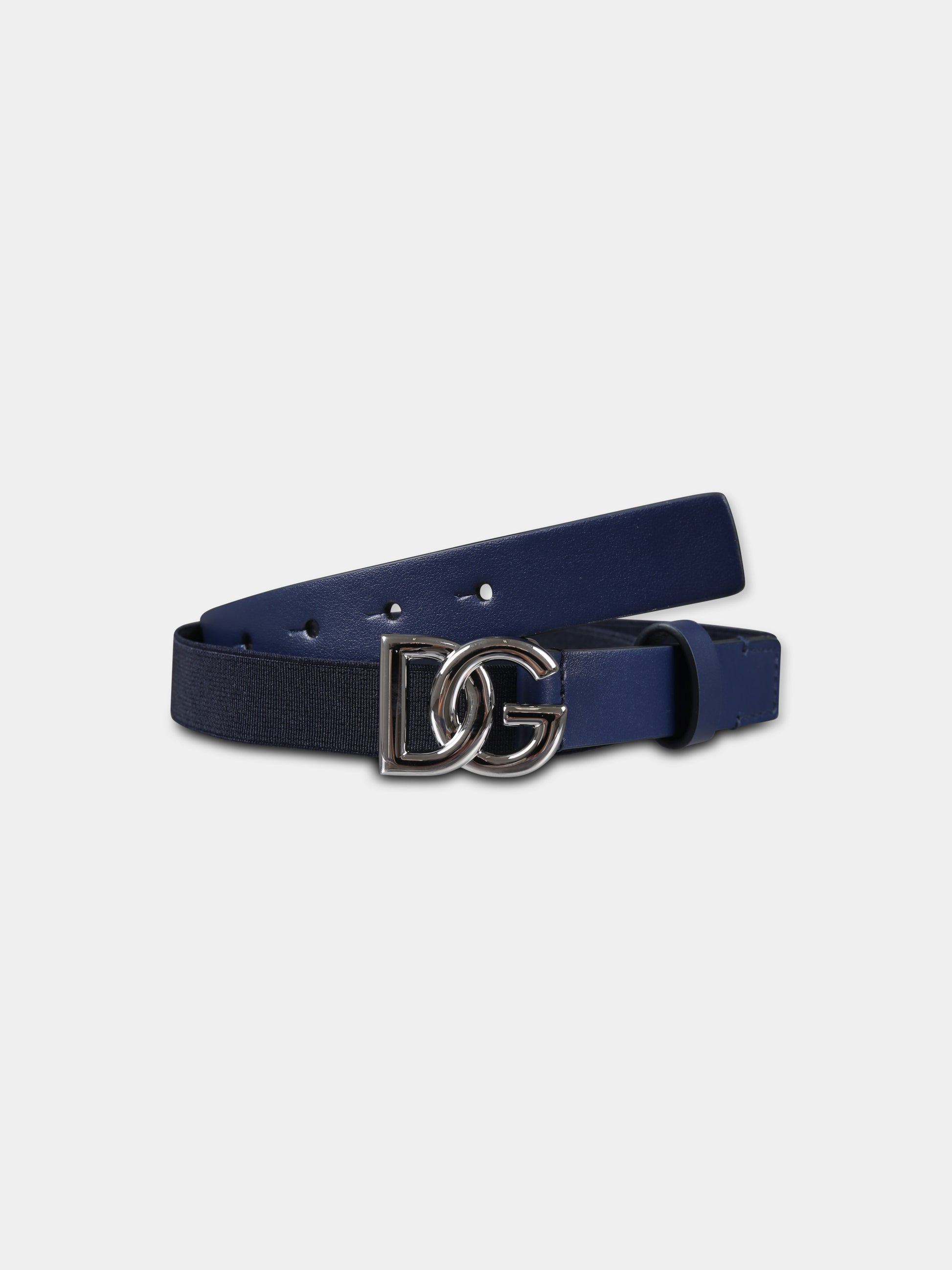 Cintura blu per bambino con logo DG,Dolce & Gabbana Kids,EC0086 AQ616 80650