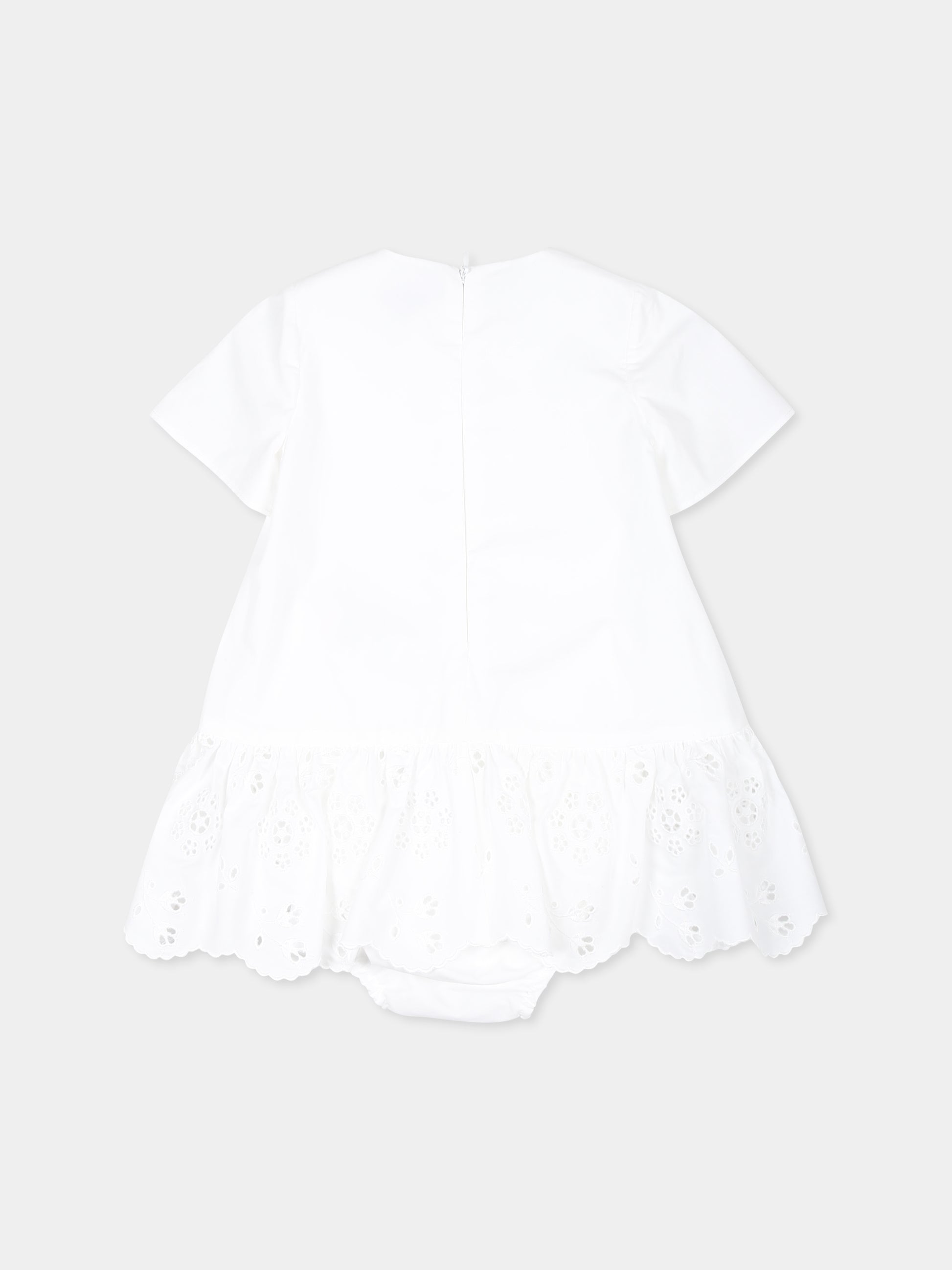 Vestito bianco per neonata con logo DG e fiori,Dolce & Gabbana Kids,L23DY3 G7NXW W0800