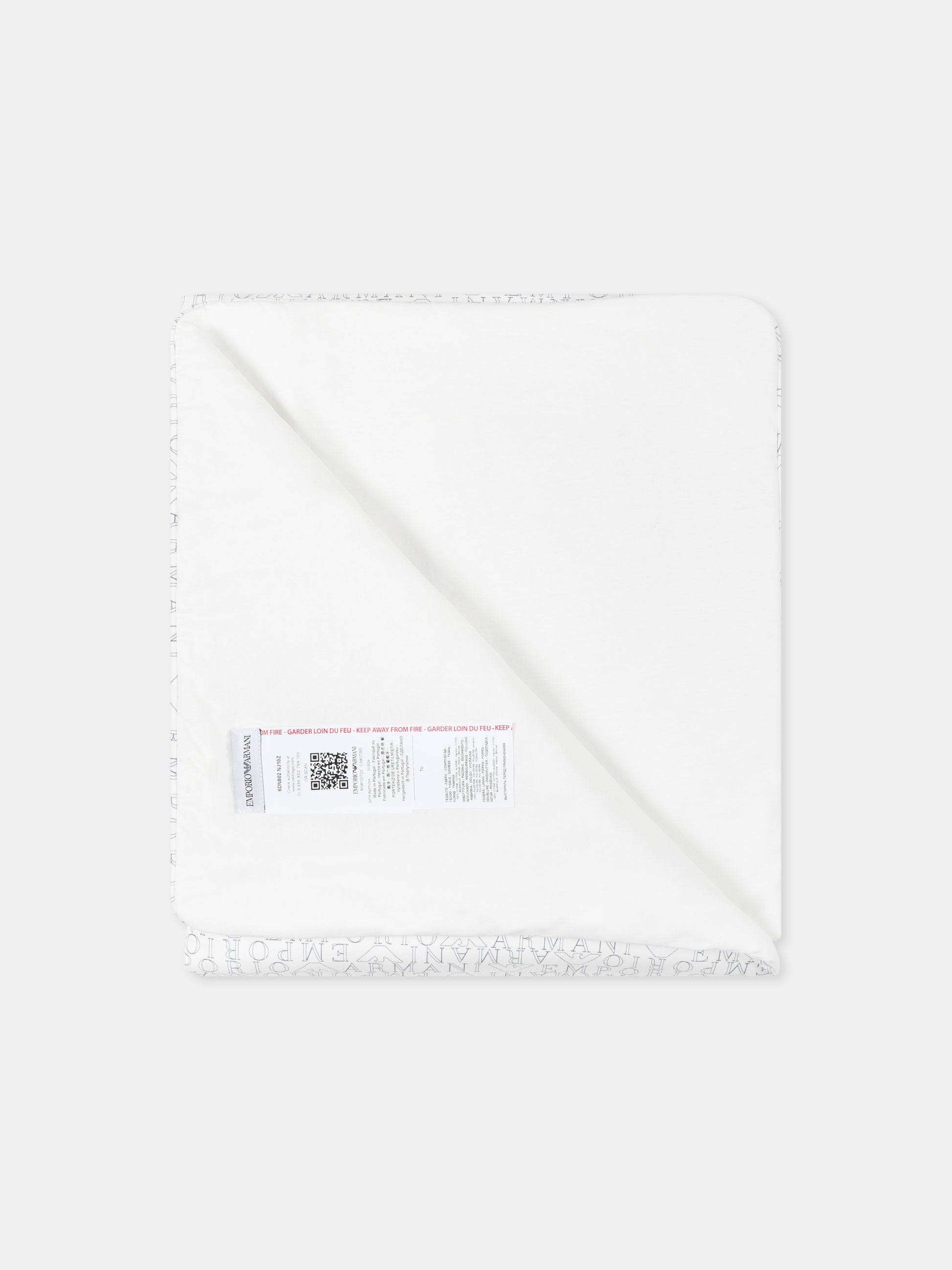 Coperta bianca per neonato con aquilotto e logo,Emporio Armani,6DN802 NJ10Z F917