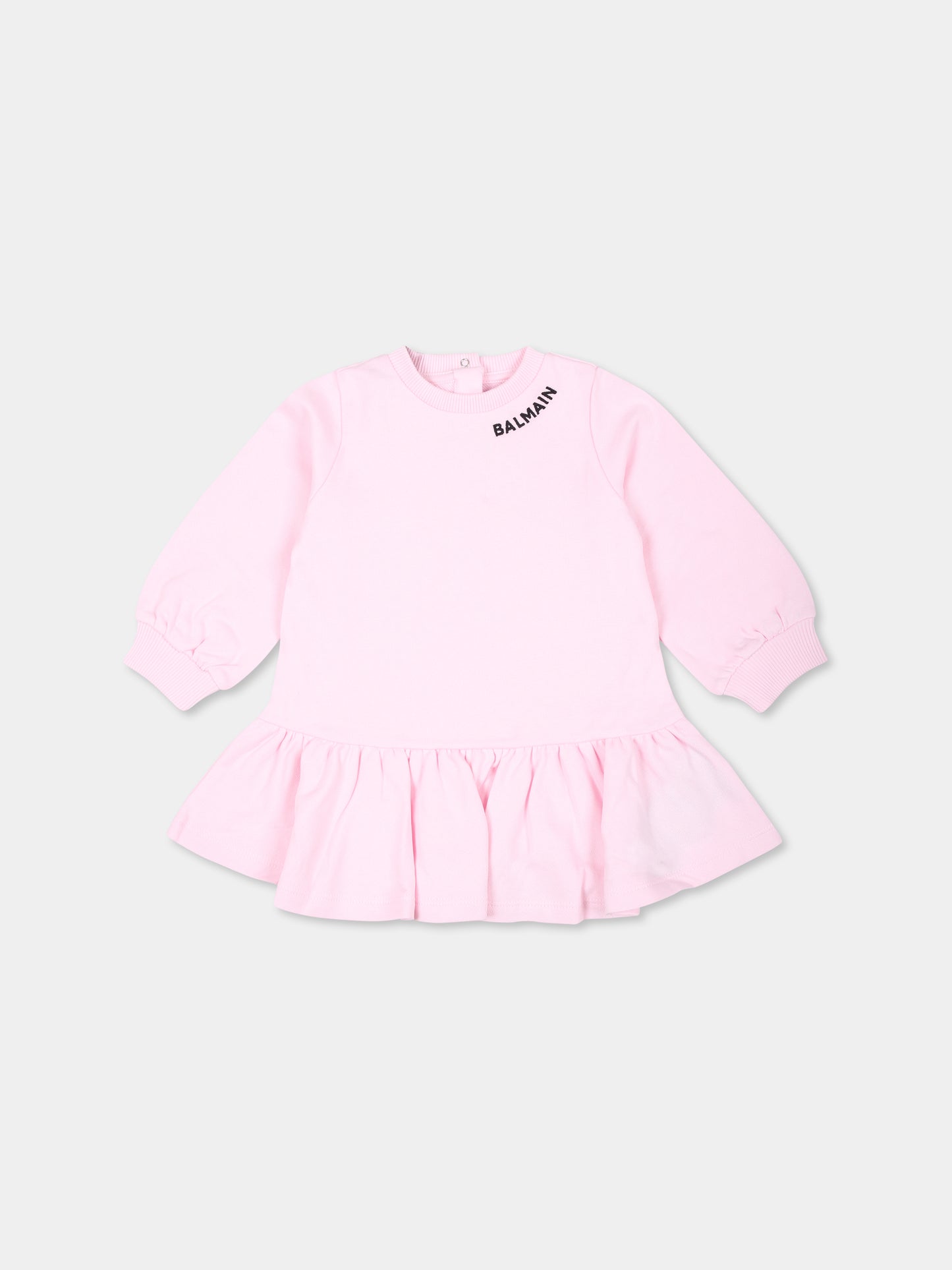 Vestito rosa per neonata con logo,Balmain Kids,BV1030 Z0114 540NE