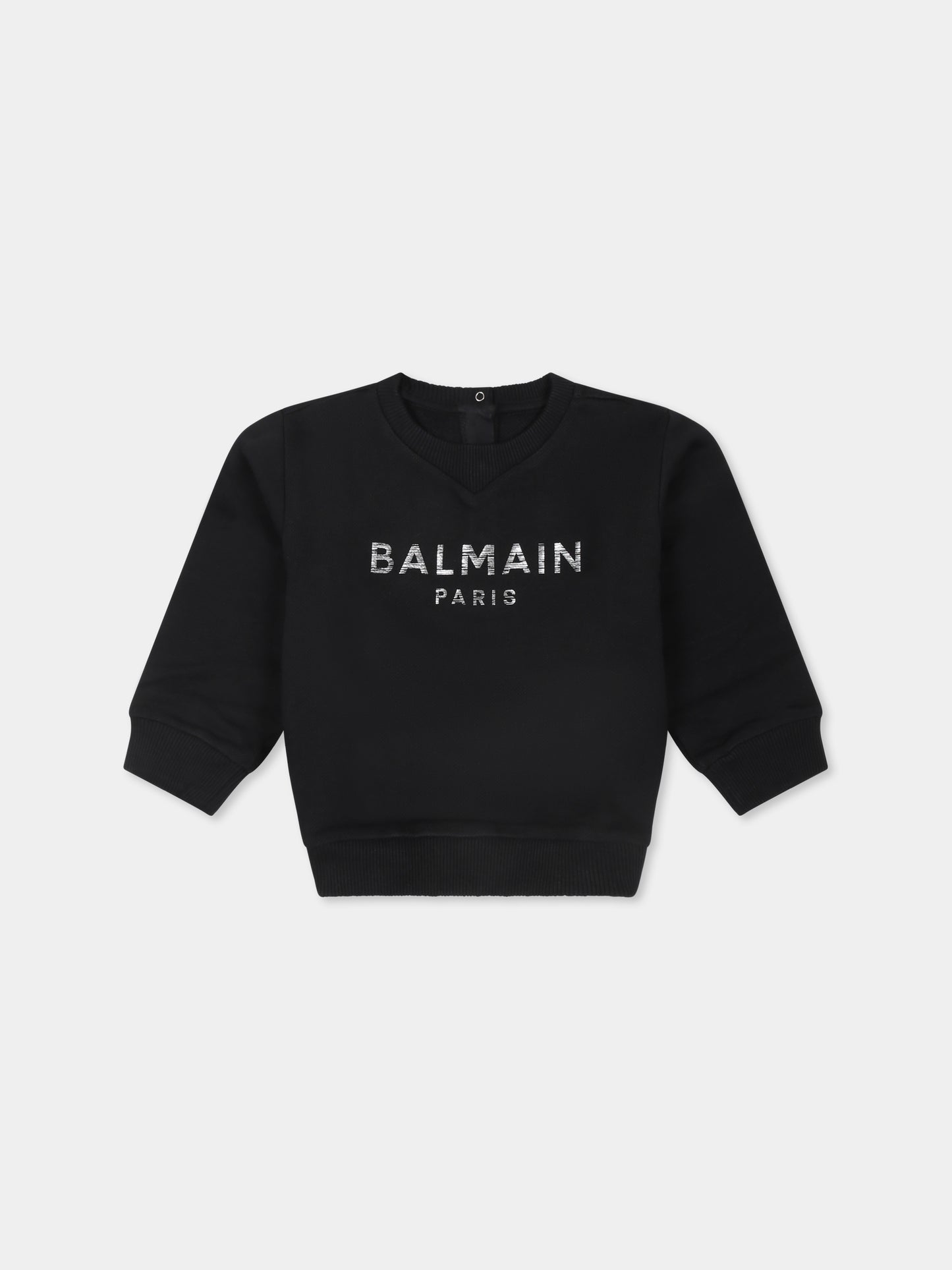 Felpa nera per neonati con logo,Balmain Kids,BV4500 Z0001 930AG