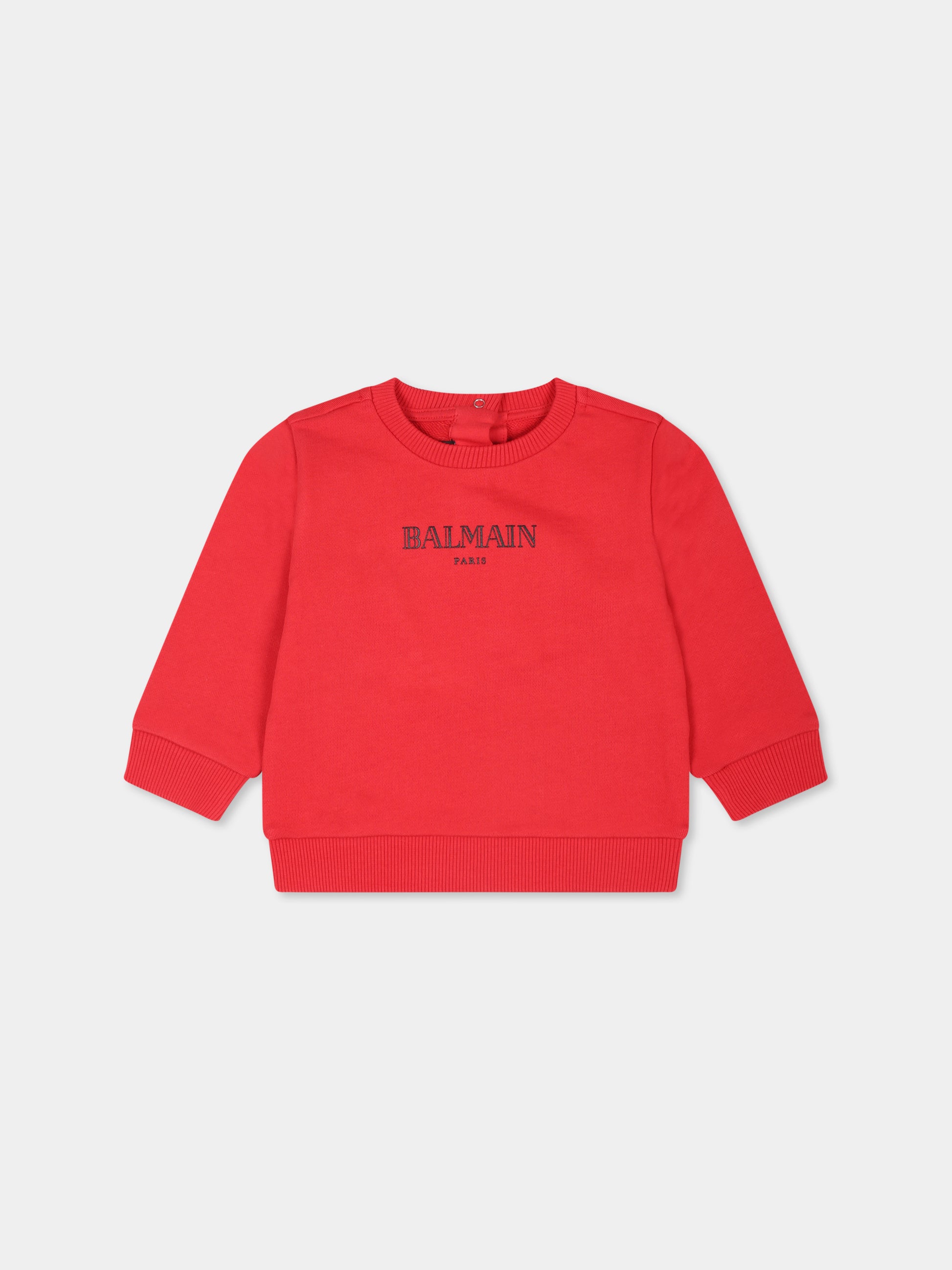 Felpa rossa per neonati con logo,Balmain Kids,BV4560 Z1753 414NE