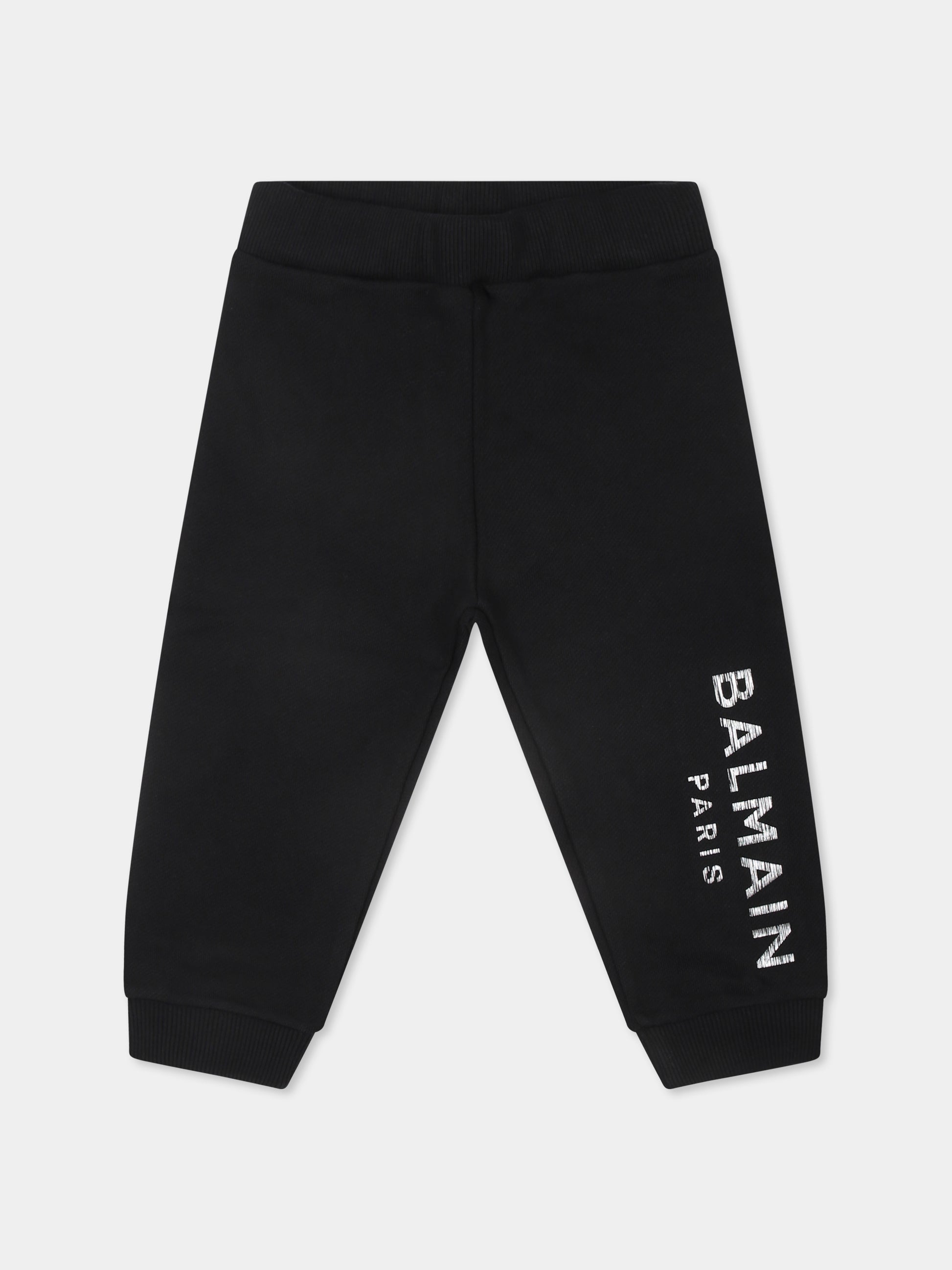 Pantaloni neri per neonati con logo,Balmain Kids,BV6500 Z0001 930AG