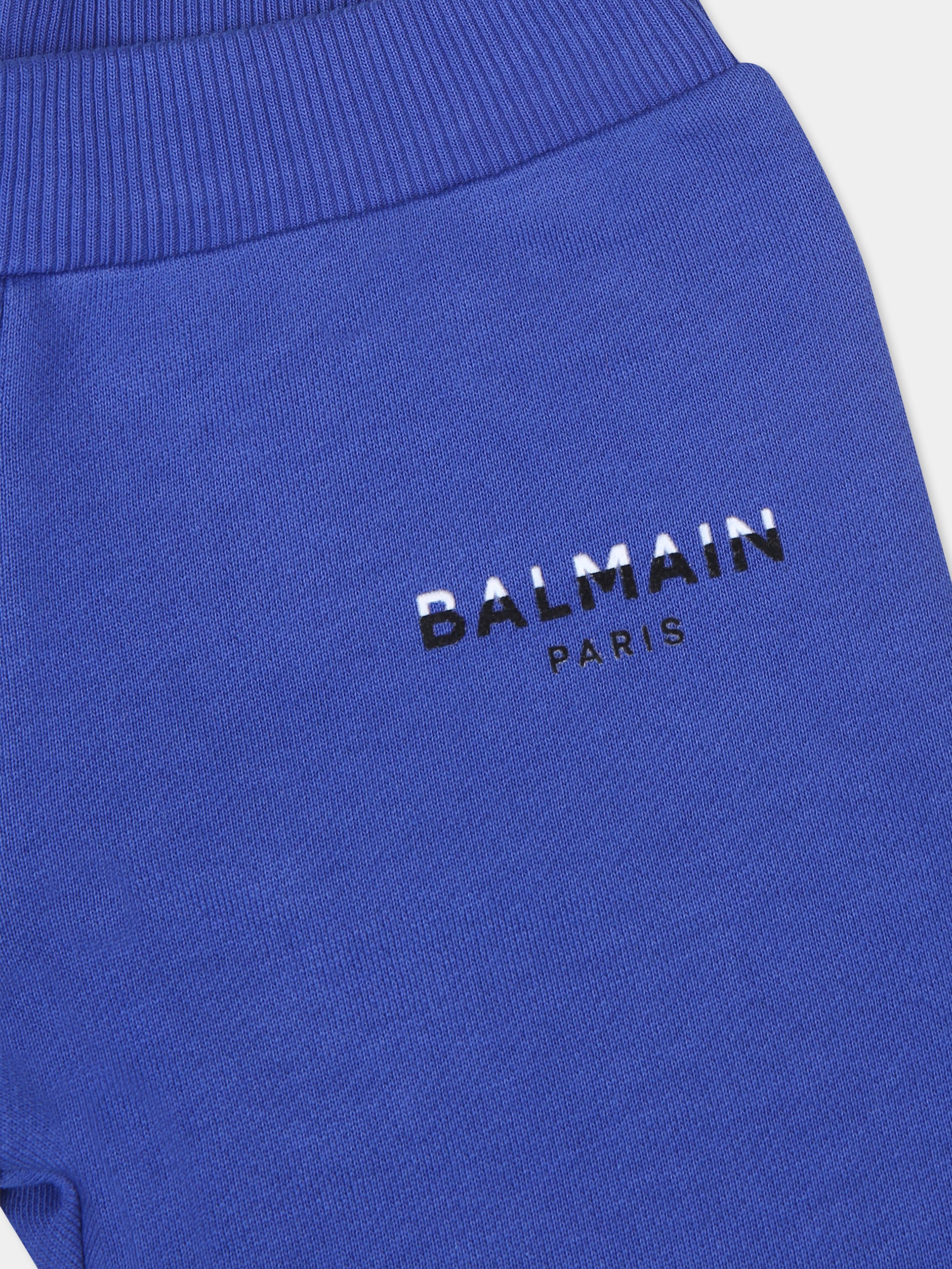 Pantaloni azzurri per neonati con logo,Balmain Kids,BV6550 Z1753 616