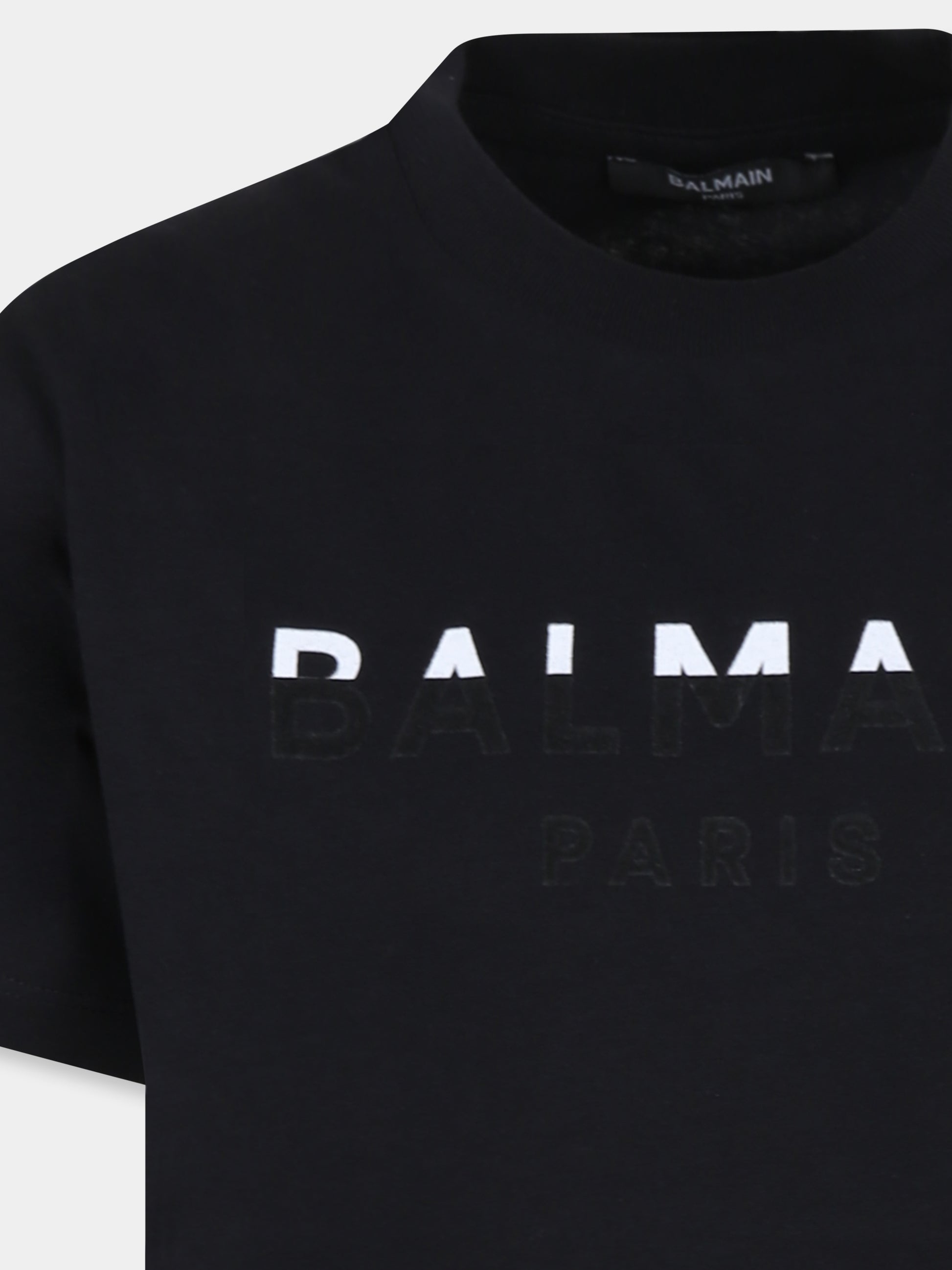 T-shirt nera per bambini con logo,Balmain Kids,BV8Q01 Z1751 930