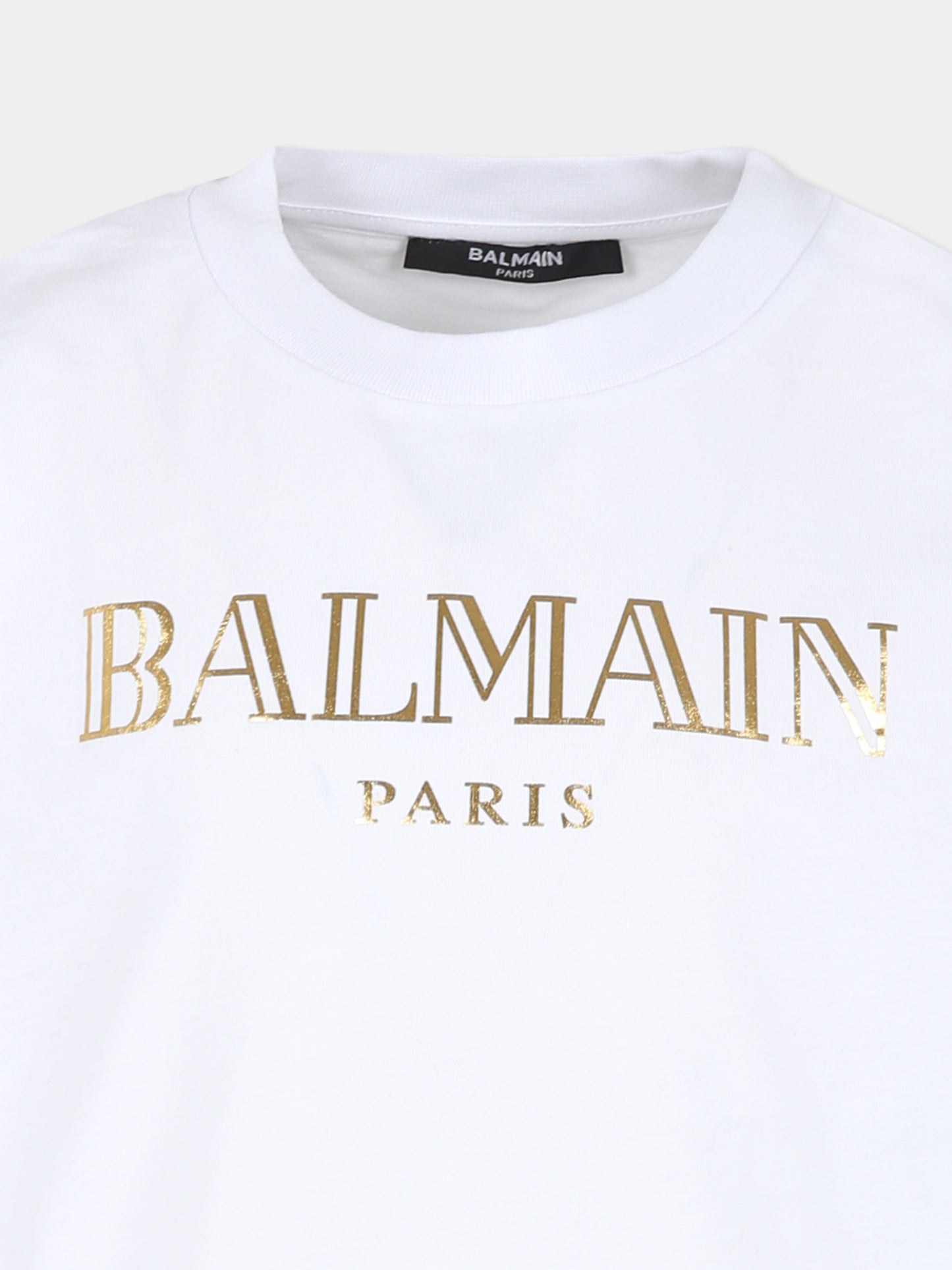 T-shirt bianca per bambini con logo,Balmain Kids,BV8R41 Z0057 100OR