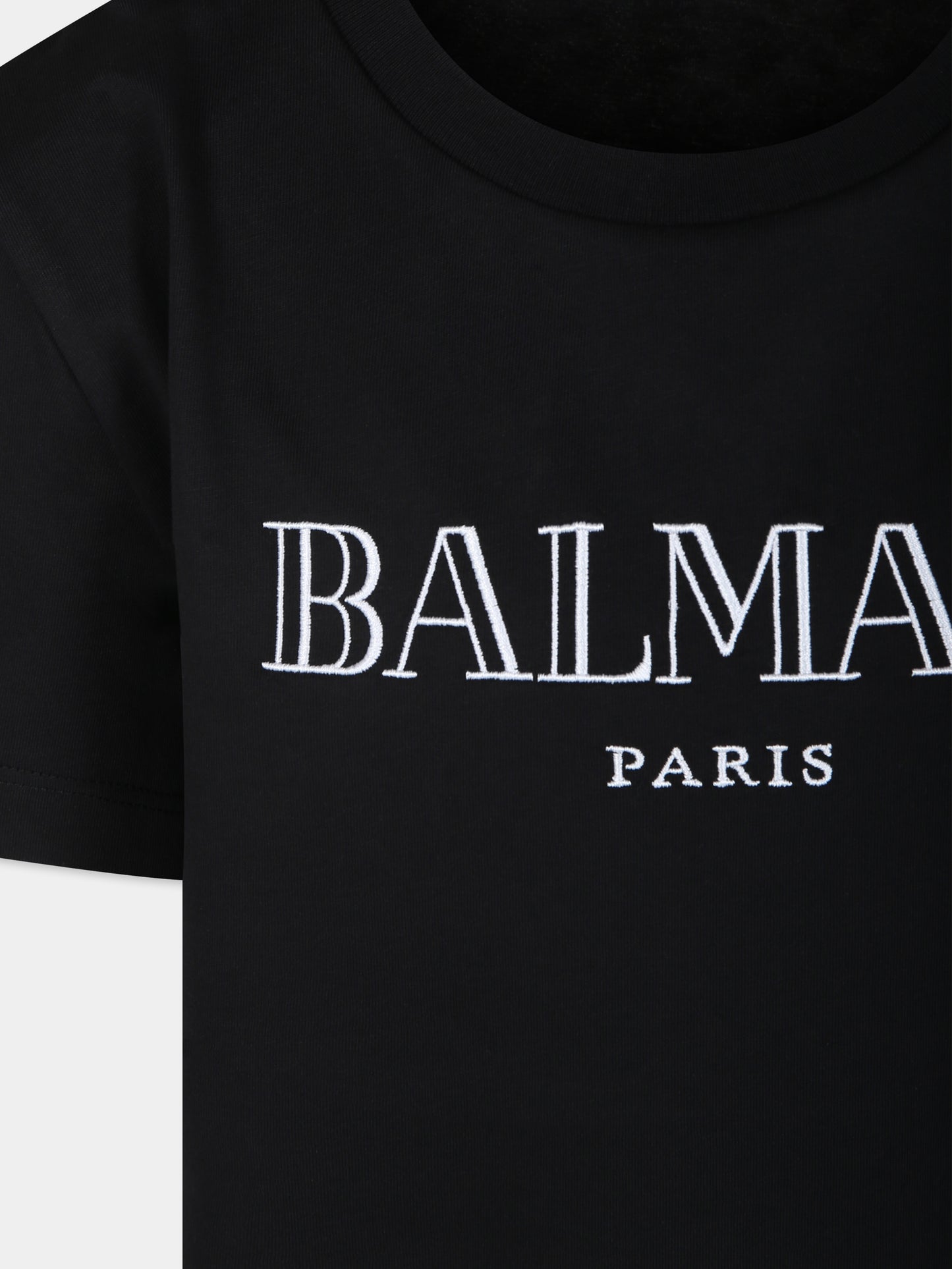 T-shirt nera per bambini con logo,Balmain Kids,BV8R51 Z0082 930BC