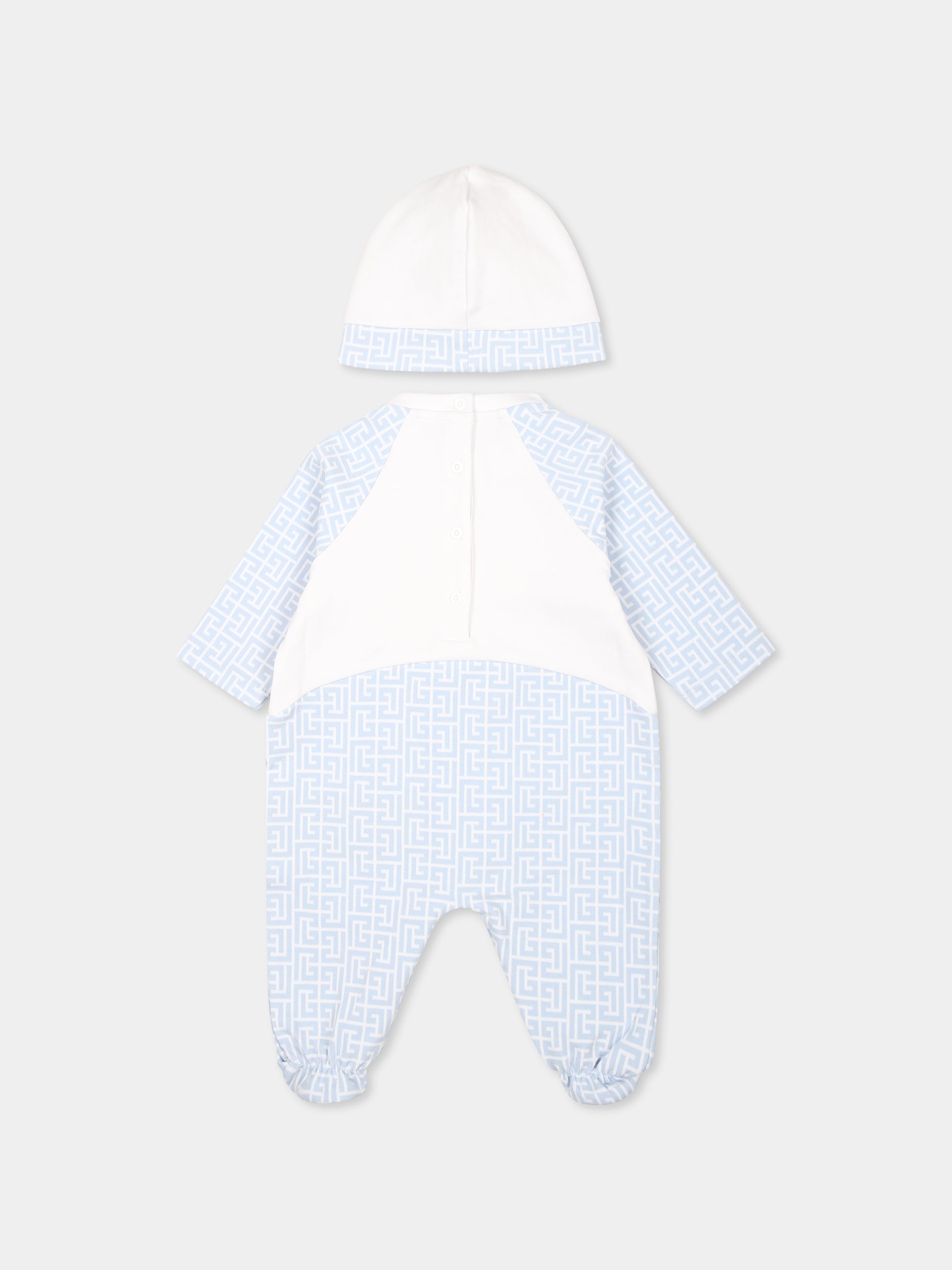 Set tutina celeste per neonato con logo,Balmain Kids,BVB50A Z2411 100CE