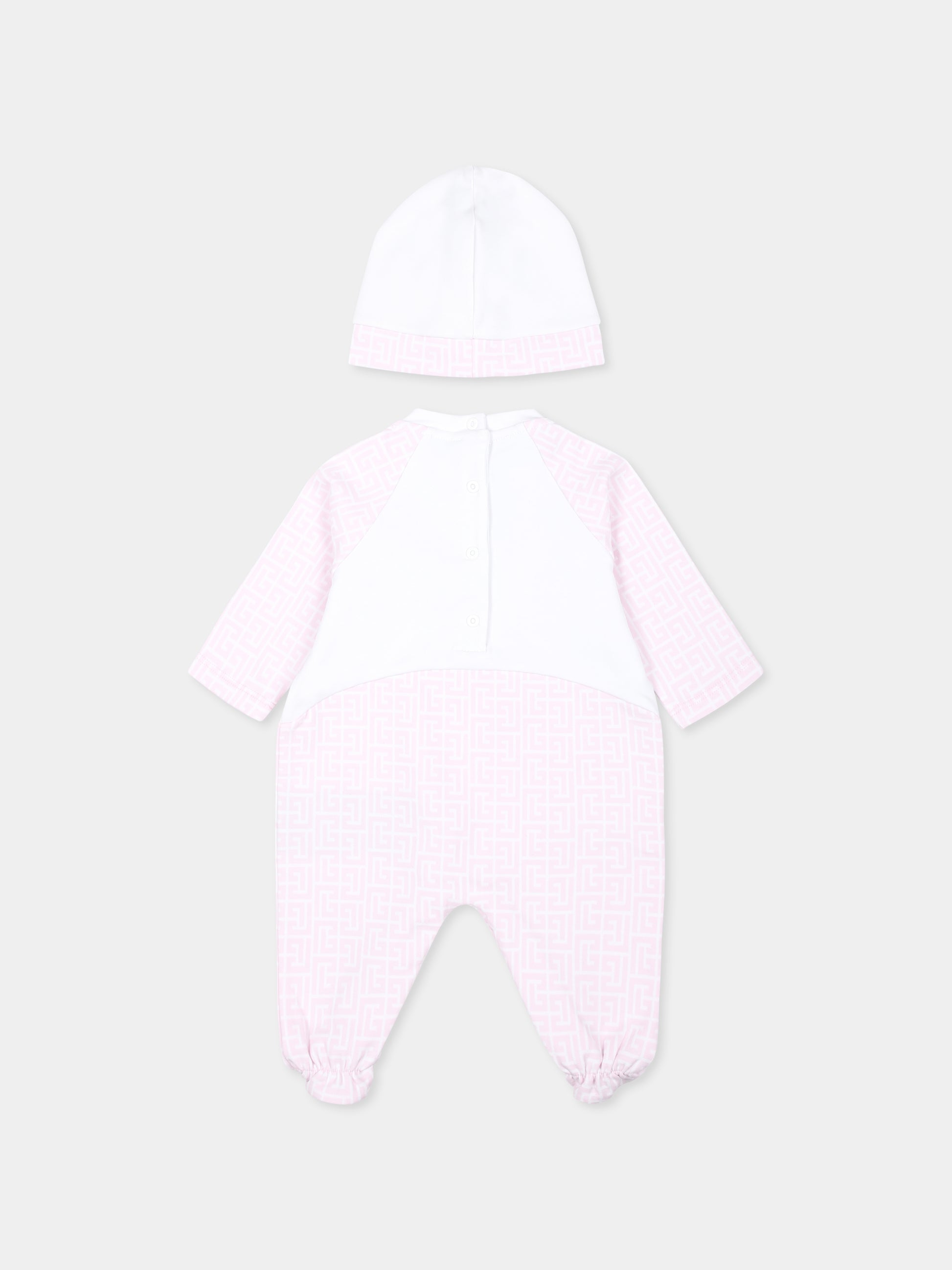 Set tutina rosa per neonata con logo,Balmain Kids,BVB50A Z2411 100RS