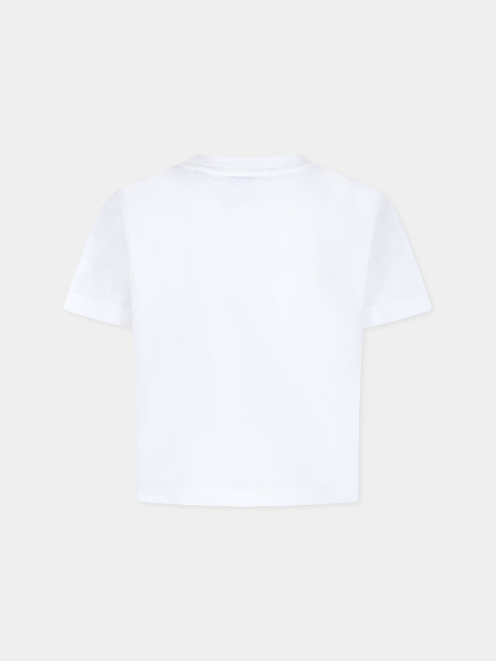 T-shirt bianca per bambina con rose,Burberry Kids,8094963 A1464