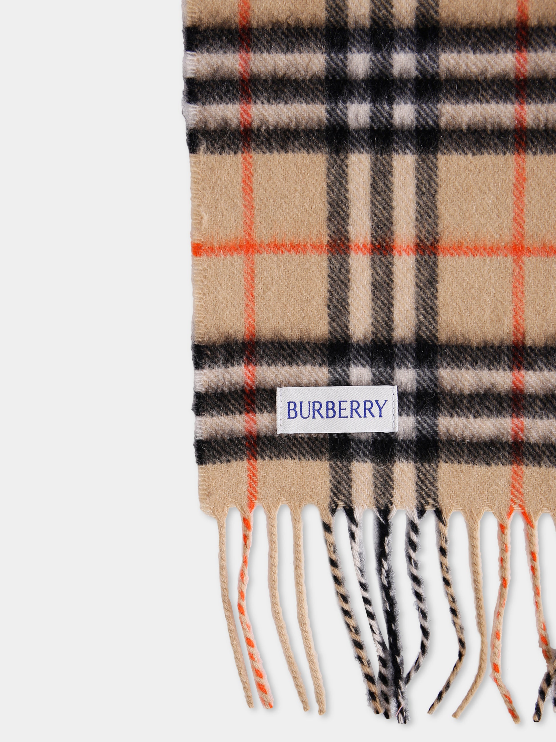 Sciarpa beige per bambini con check vintage,Burberry Kids,8089369 B9368